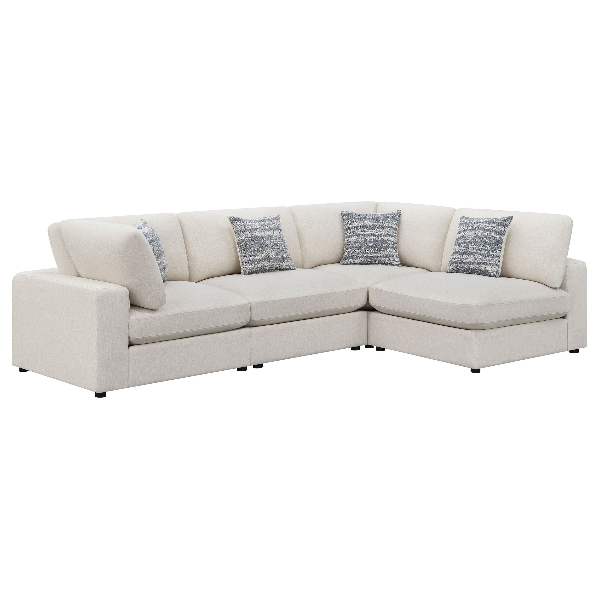 Rhette Beige 4-Pc Upholstered Sectional w/ Reversible Cushions