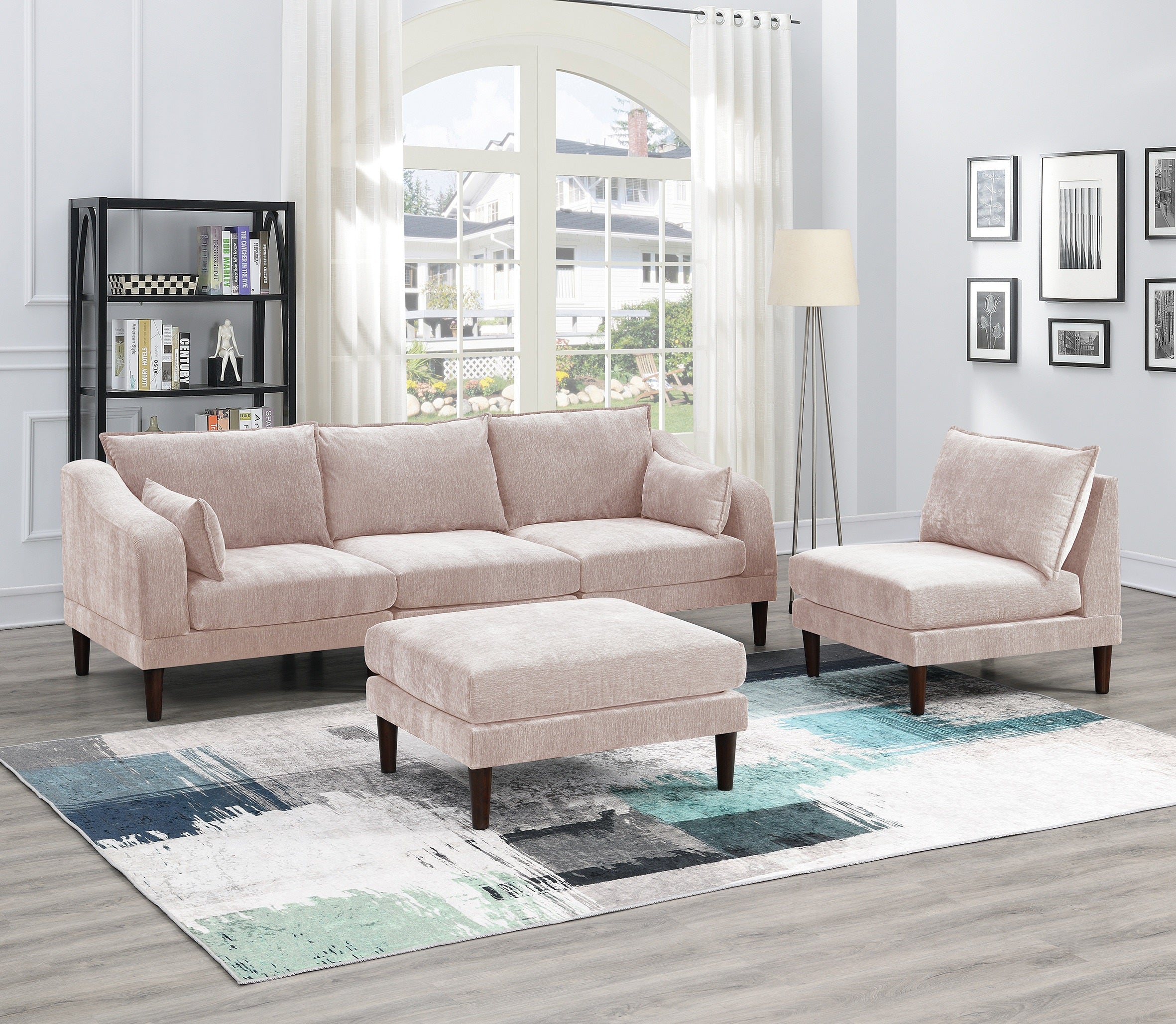 Blush Pink 5pc Modular Sectional Living Room Set