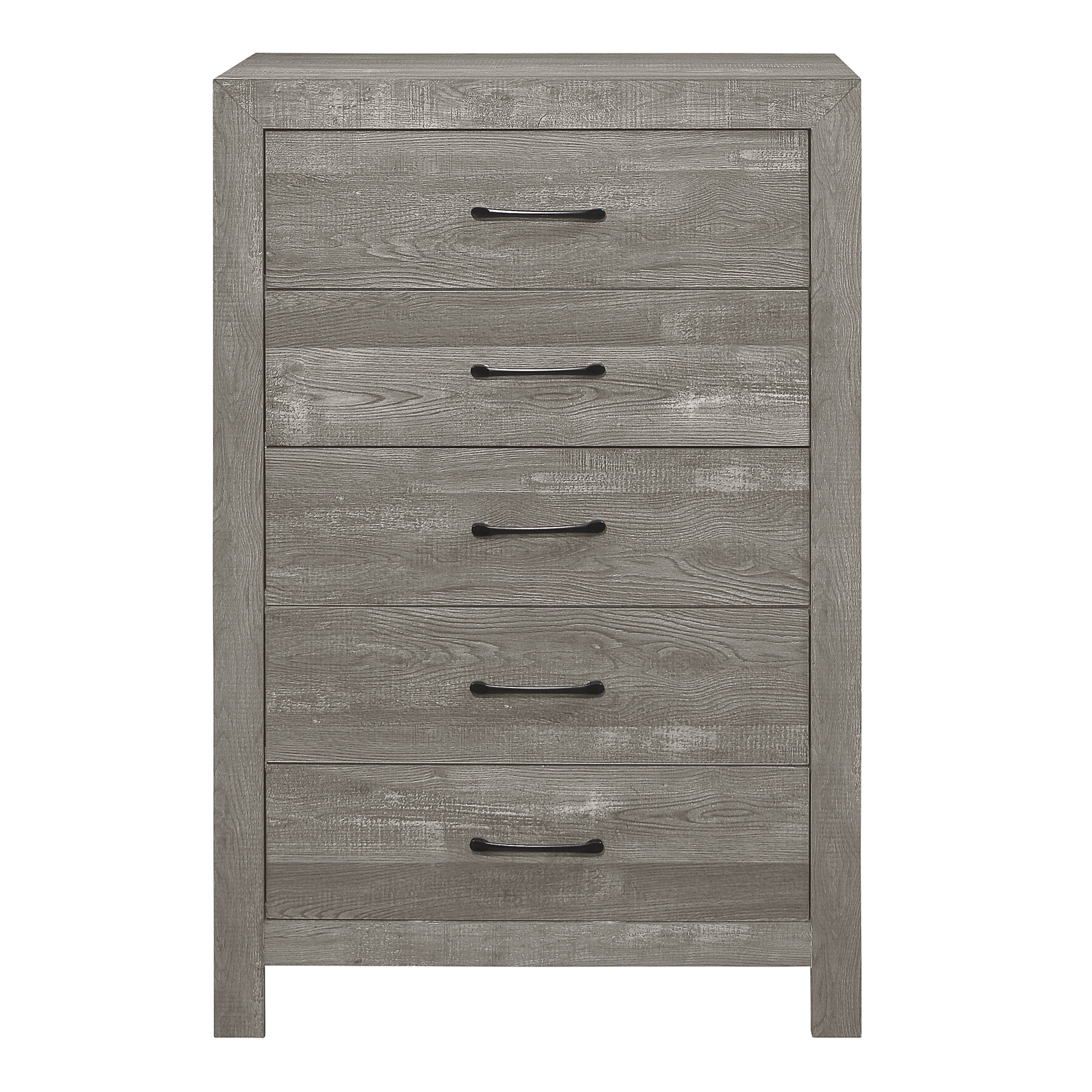 Rustic Gray Chest Drawers & Black Hardware Bedroom Furniture