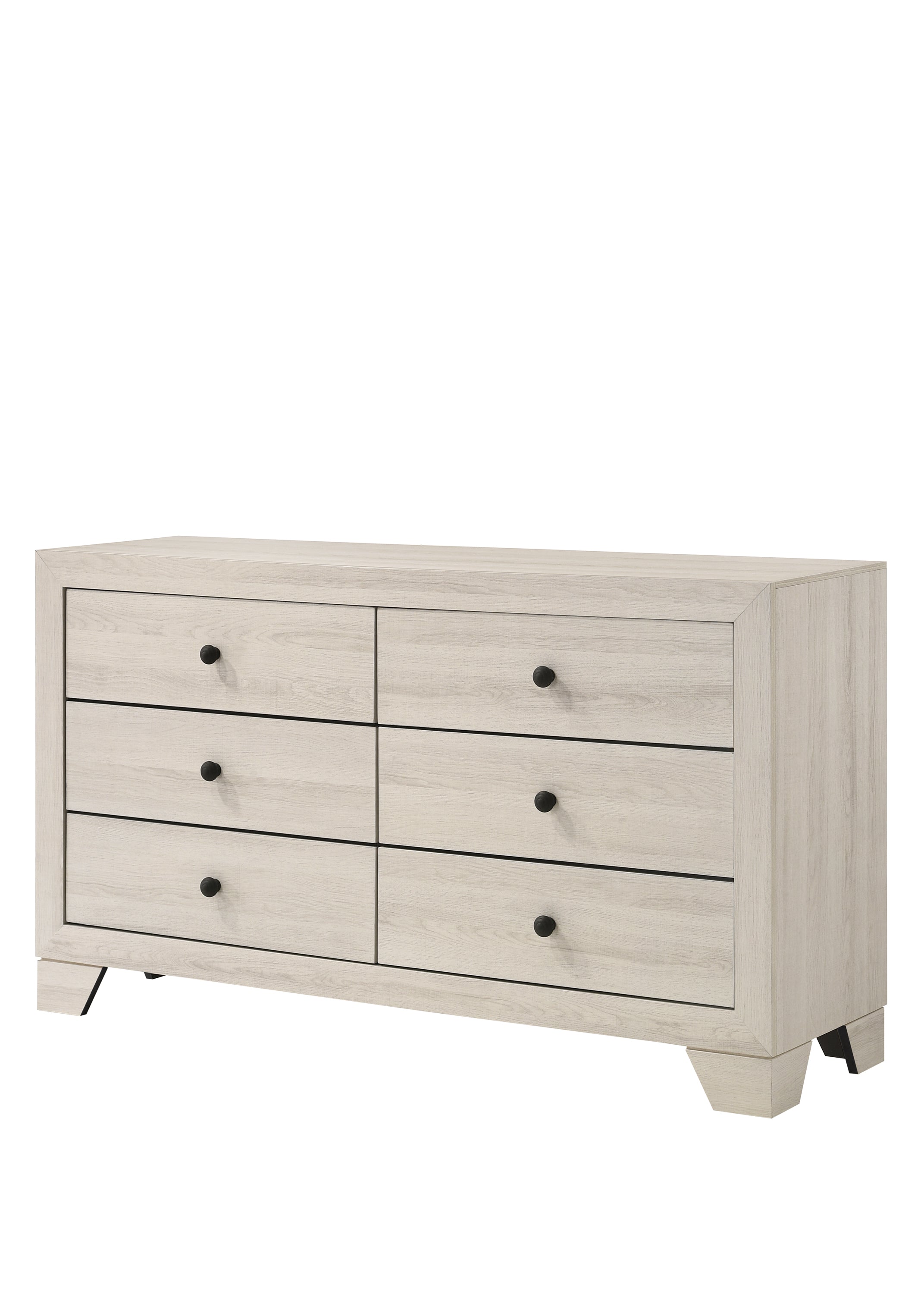 Rustic 6-Drawer Storage Dresser: Brown White Washed Bedroom