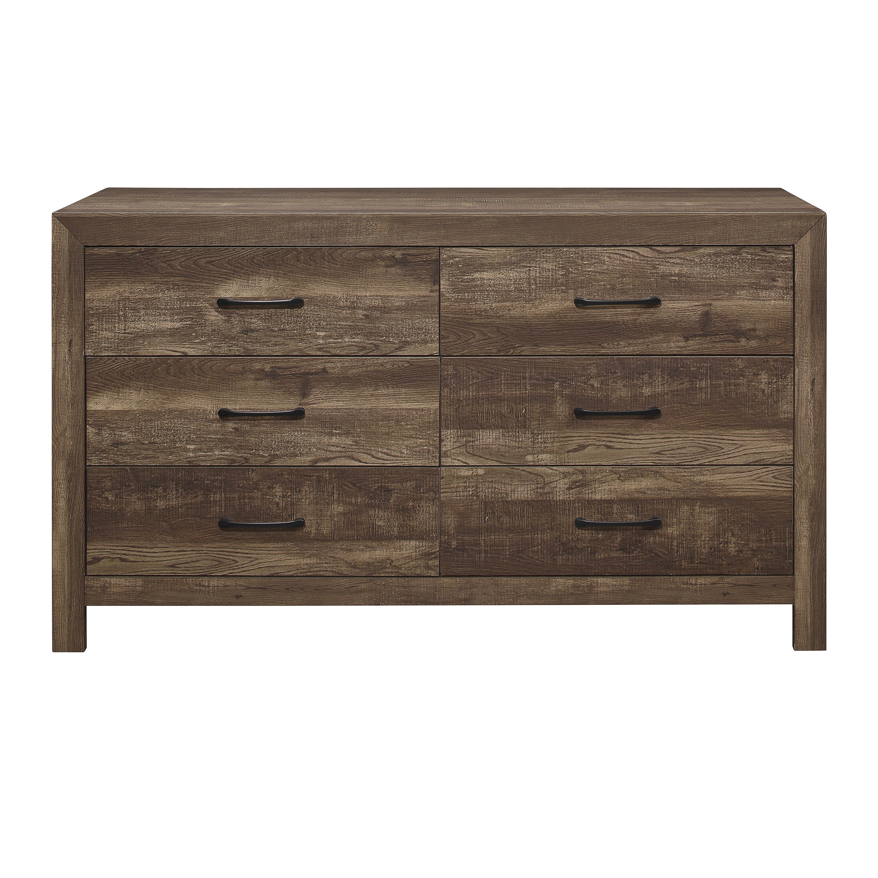 Rustic Brown Wooden Dresser with Black Handles - Rustic Style
