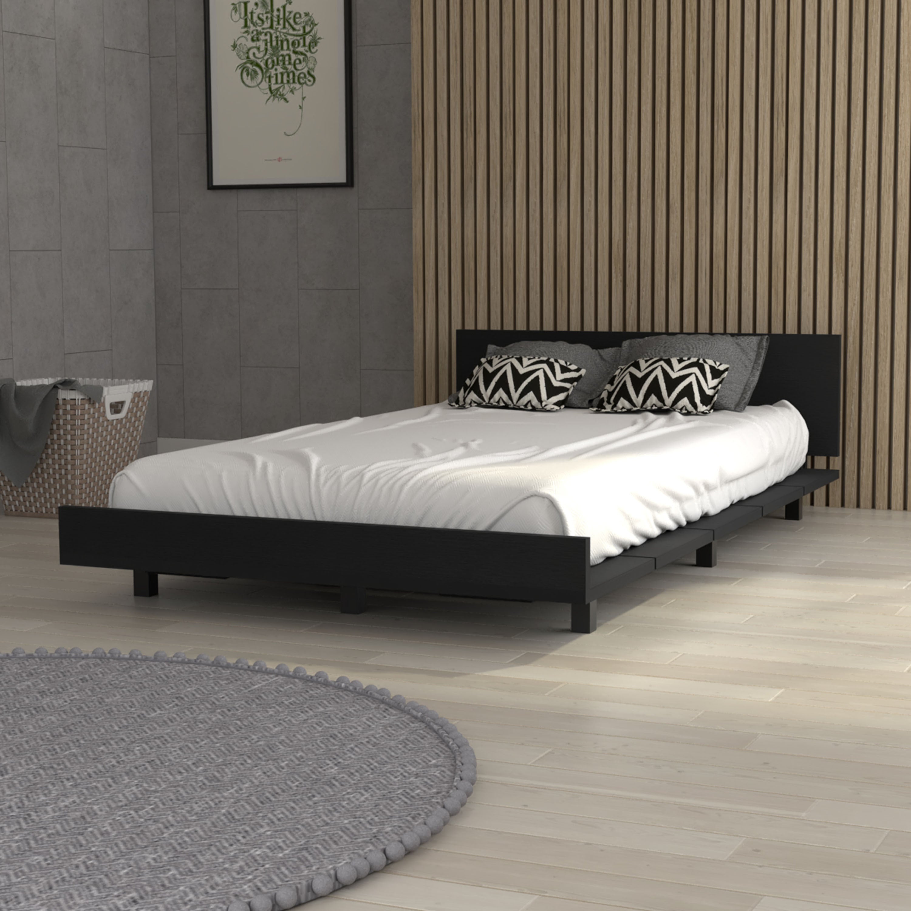 Nimmo Twin Bed Frame Black Wengue - Stylish Modern Wood Furniture