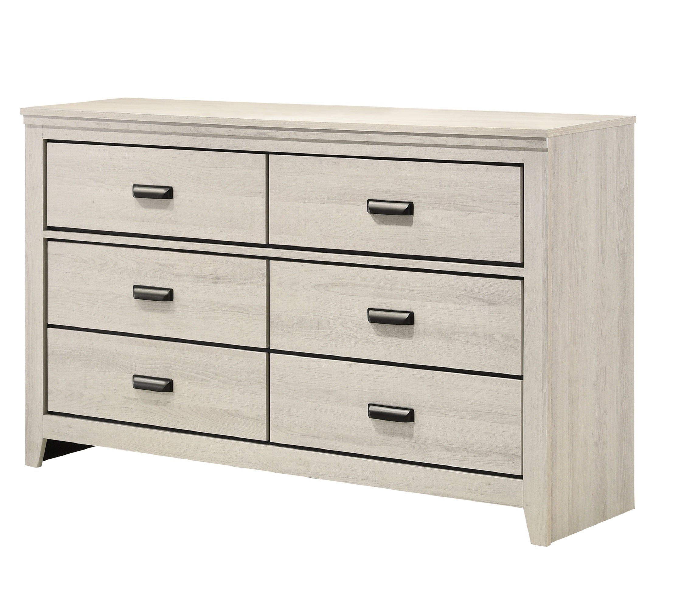 Rustic Contemporary Dresser: Beige White, 6 Wood Drawers