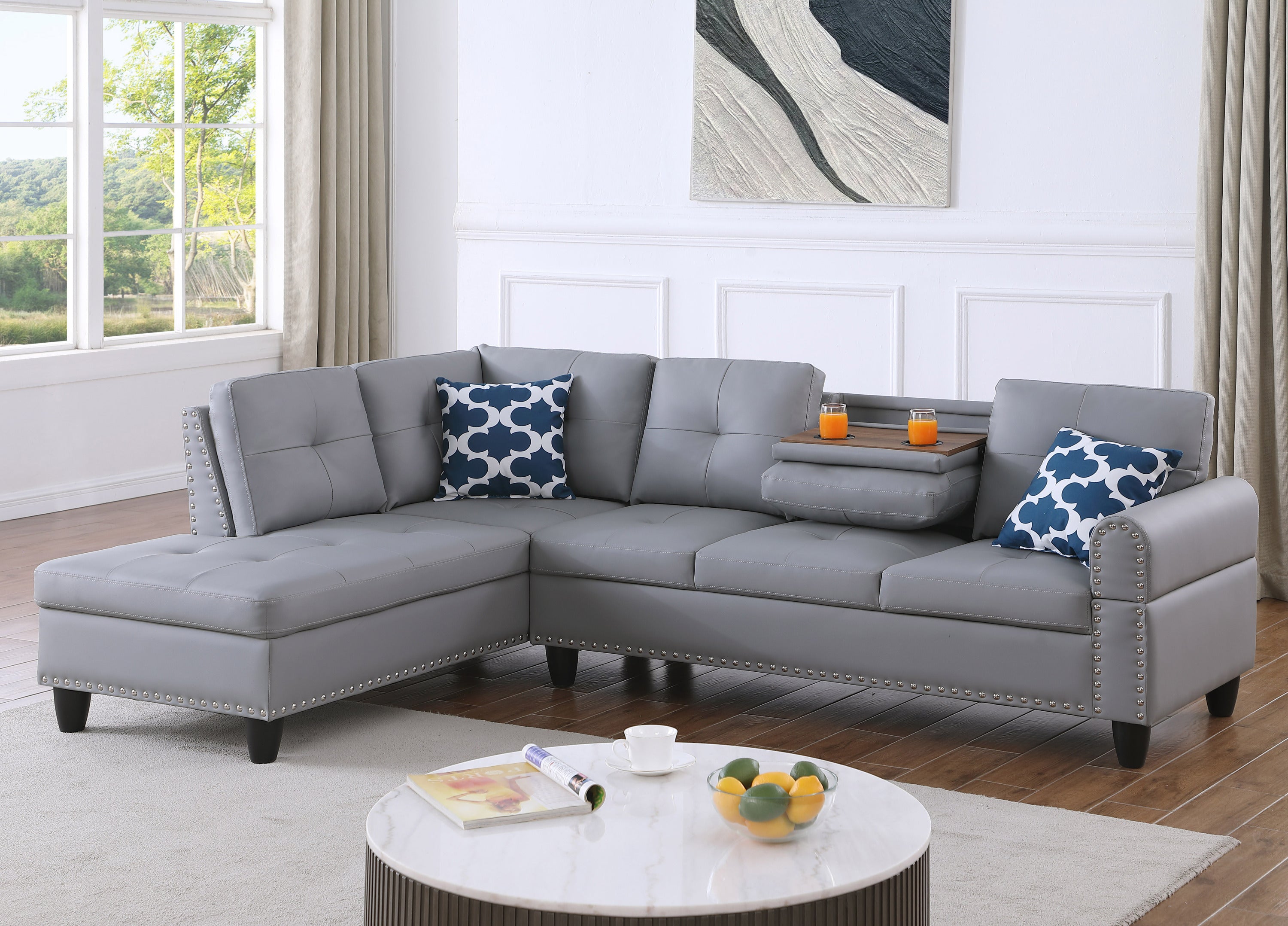 2-Piece Irine Faux Leather Sectional Sofa for Living Room
