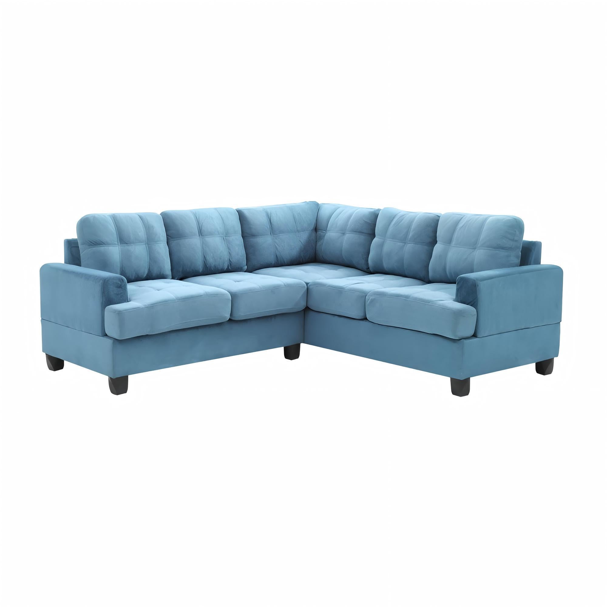 Glory Sandridge 80" Aqua Blue Microfiber Sectional Sofa