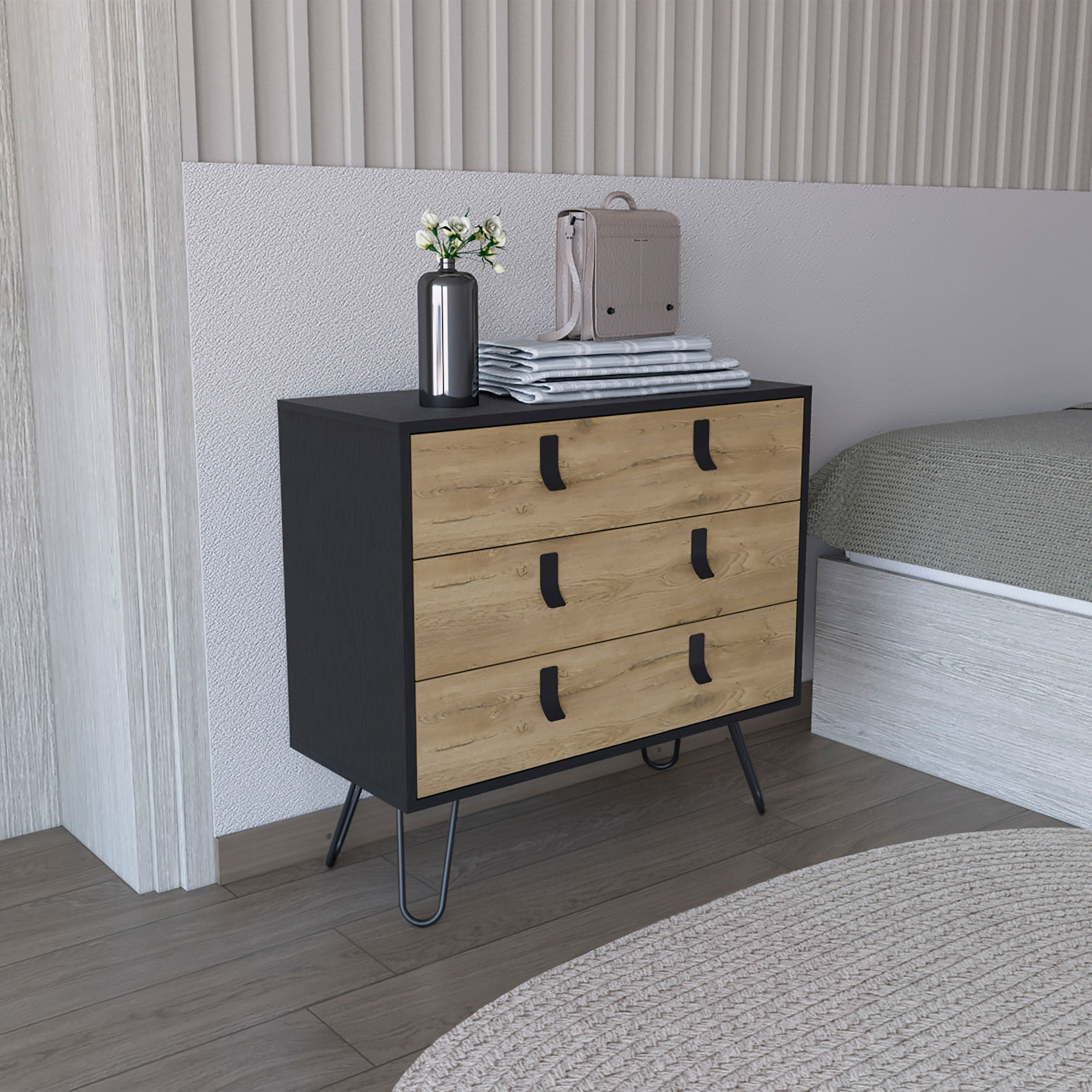 Huna Hairpin Legs 3-Drawer Dresser - Stylish Storage