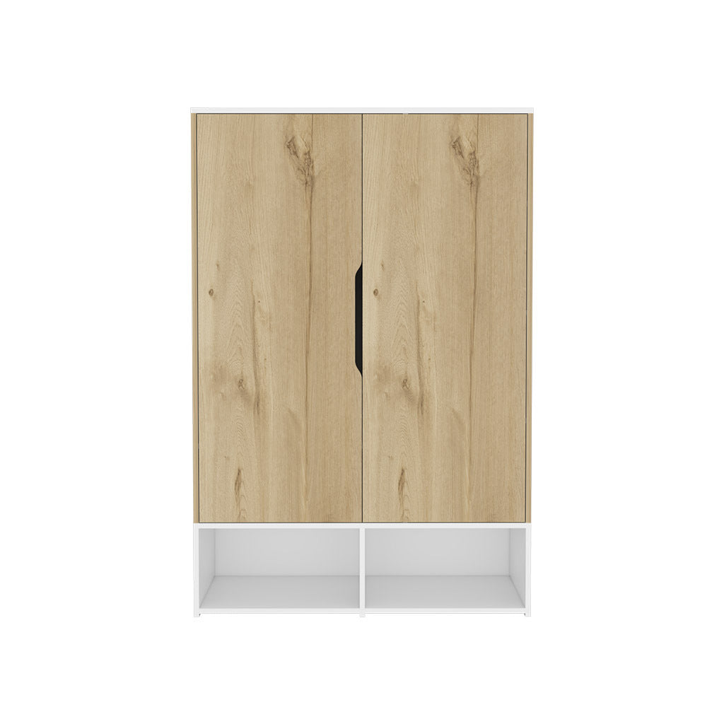 Barletta Armoire Wardrobe: Light Oak/White Bedroom Storage