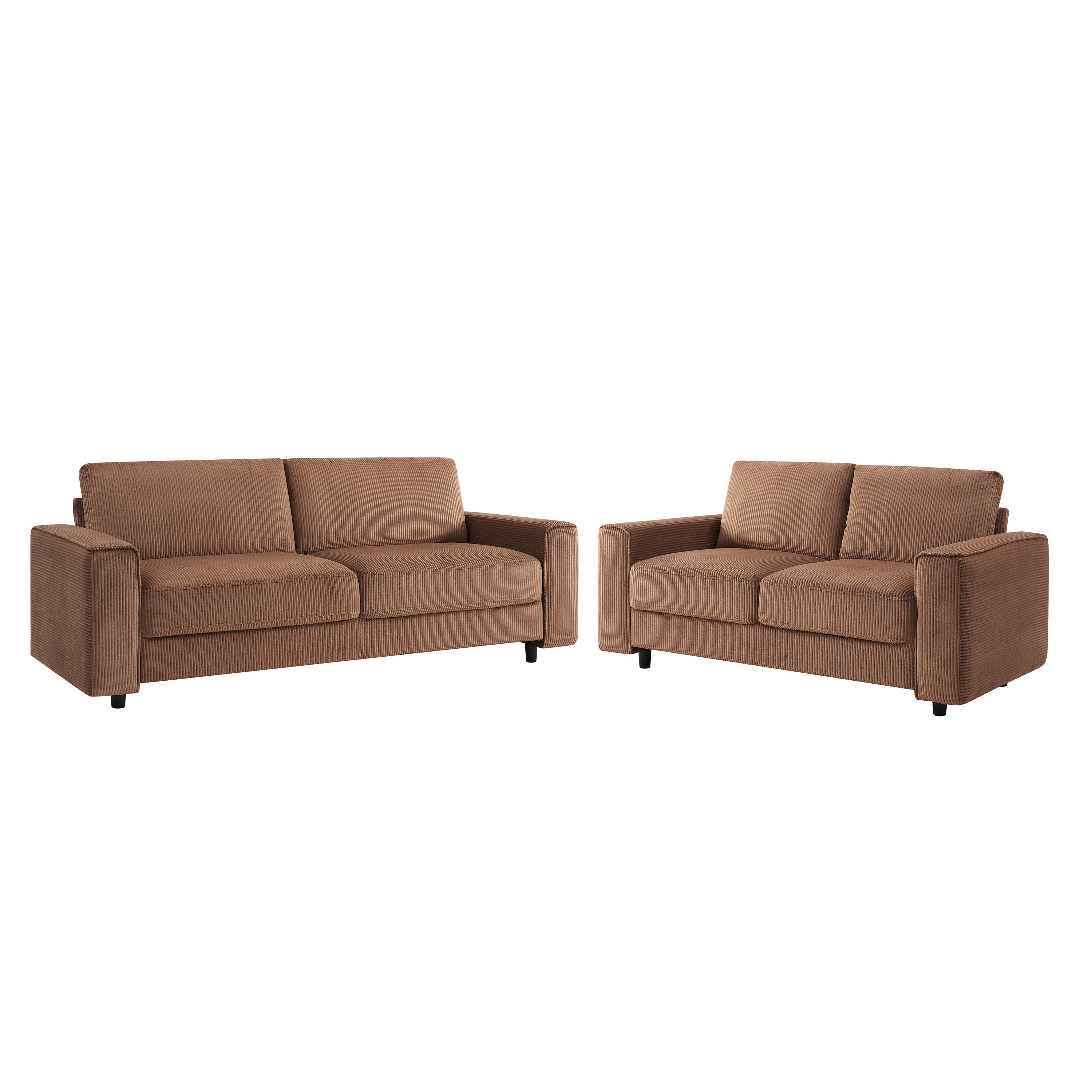 Brown Corduroy Modern Minimalist Sectional Sofa 2-Piece
