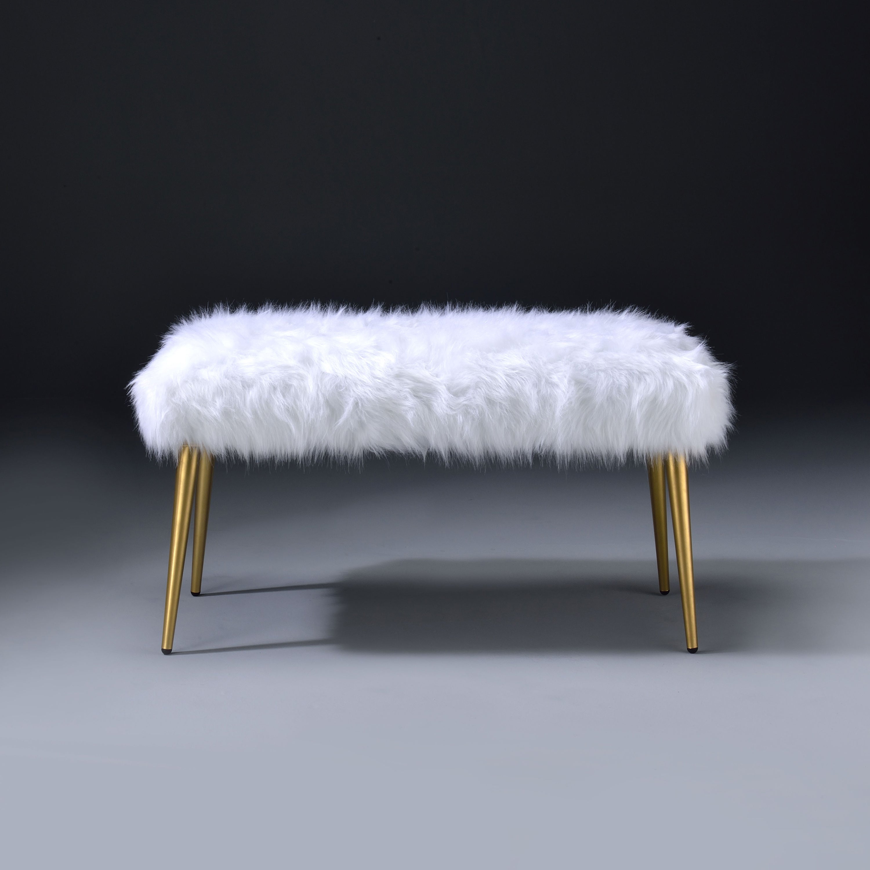 Luxury White & Gold Straight Leg Bench