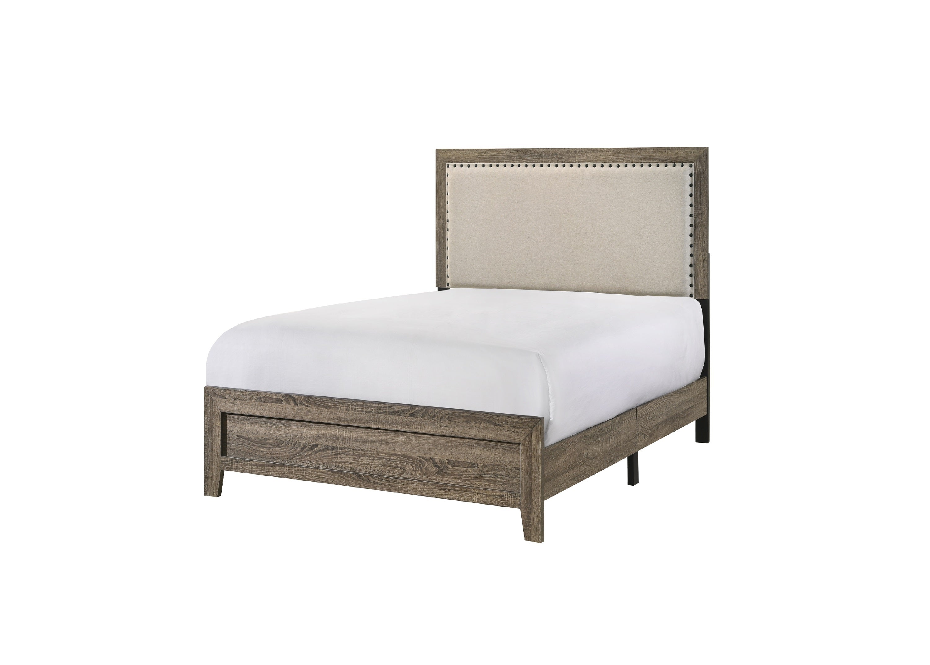 Grey Fabric Tufted Twin Headboard: Nailhead Trim Youth Panel Bed