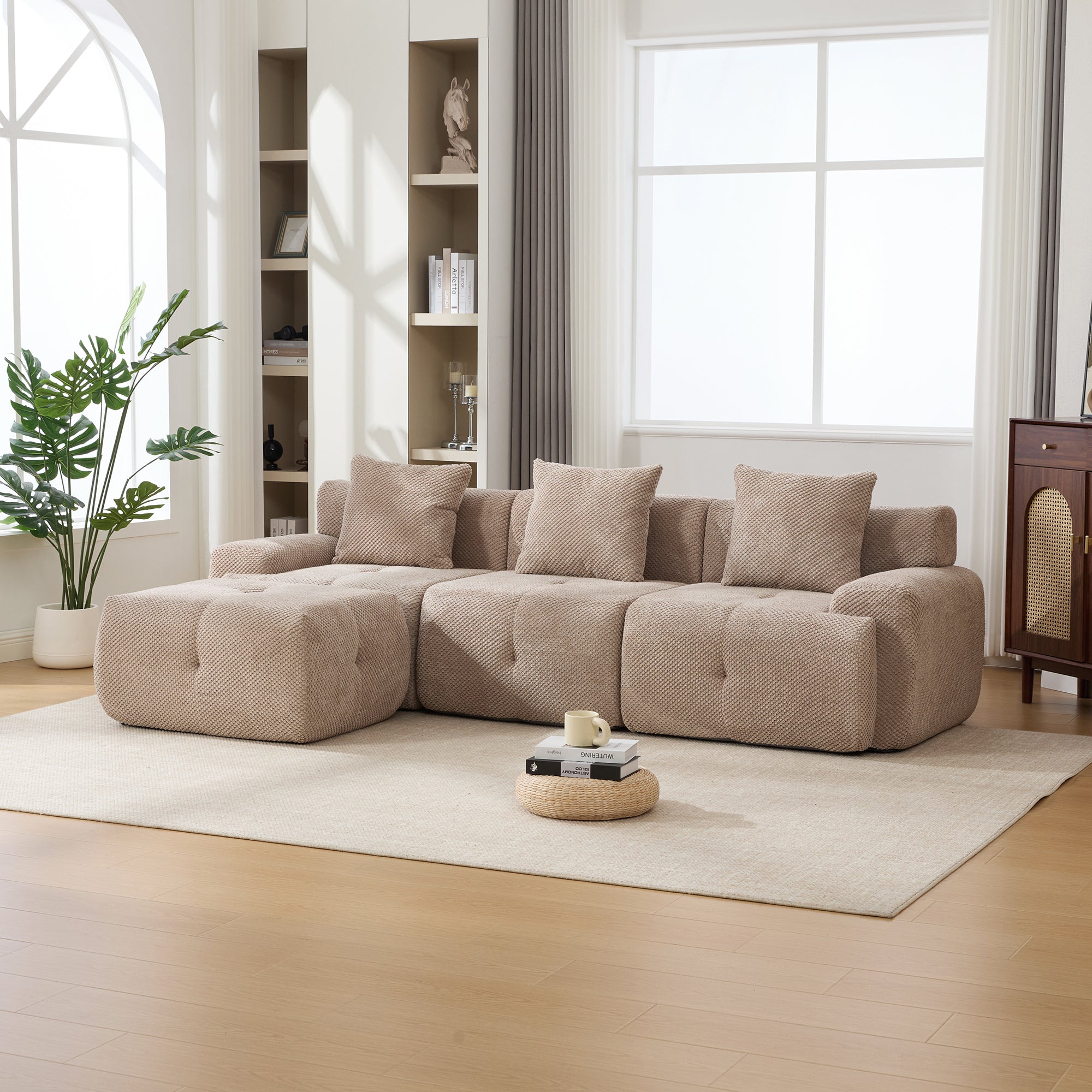 Oversized Taupe L-Shape Modular Cloud Sectional Deep Sofa XL