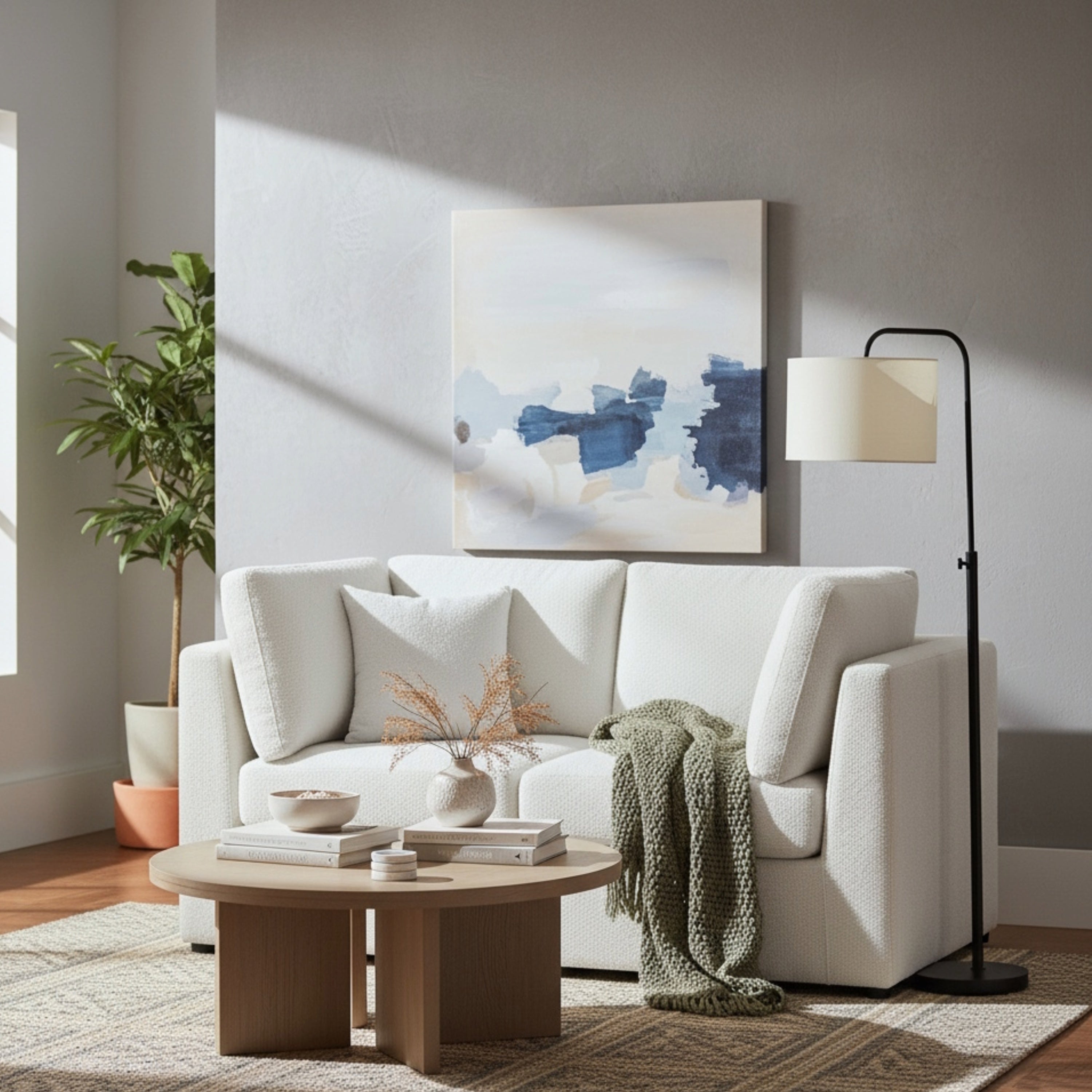 Chauncy Ivory 2-Piece Sofa - Modern Sectional Couch