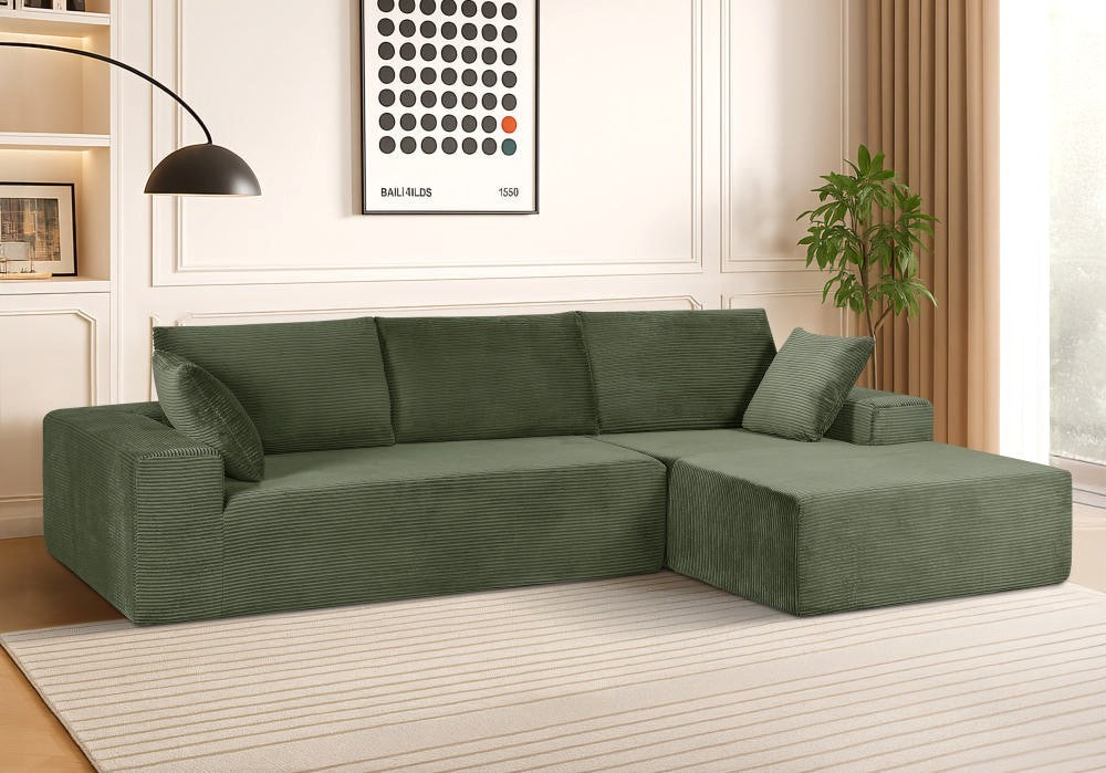 CozyForm Corduroy Sleeper Sectional Sofa - No Assembly
