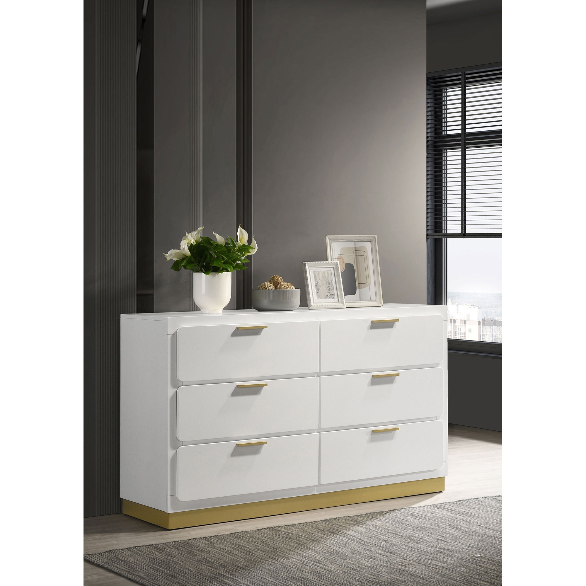 Sophia White 6-Drawer Dresser - Bedroom Furniture