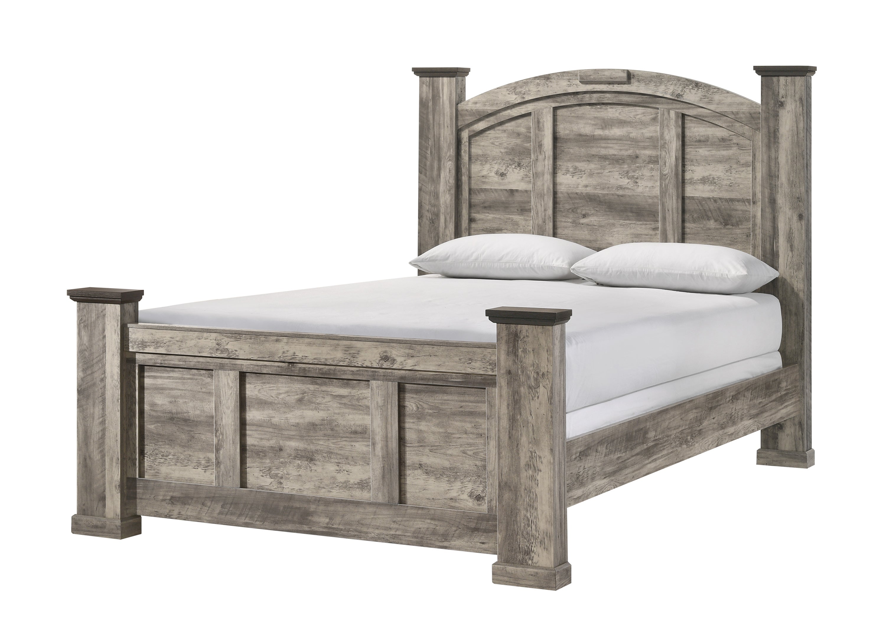 Contemporary Queen Poster Bed - Gray Wood Bedroom Furniture