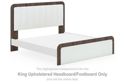 Kendanport - Brown / White - King Upholstered Headboard/Footboard