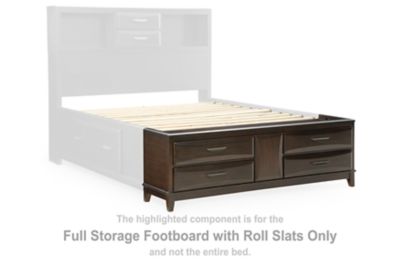 Vanmore - Dark Brown - Full Storage Footboard With Roll Slats