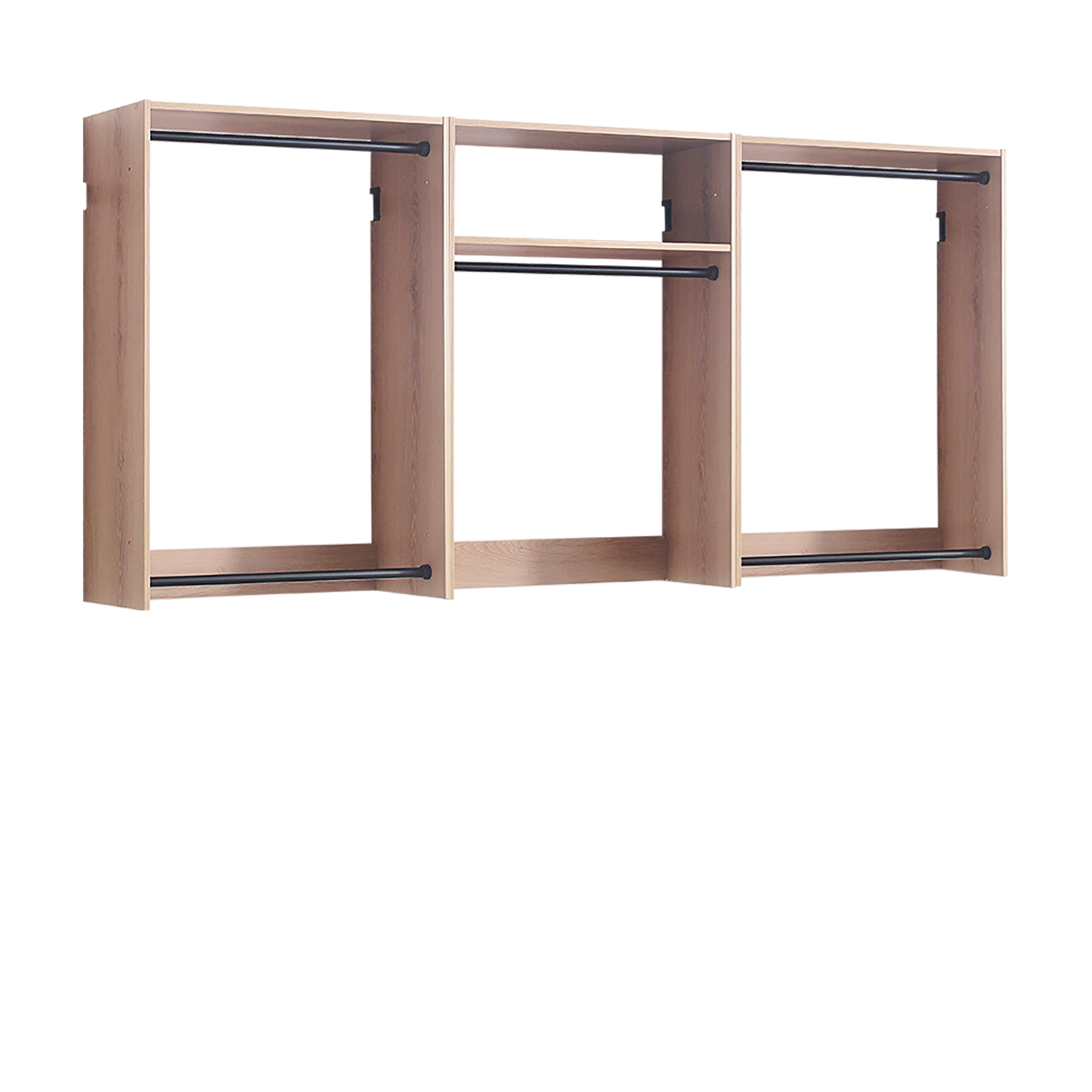 Devi Oak Wall Mounted Wood Closet System - Modular Storage