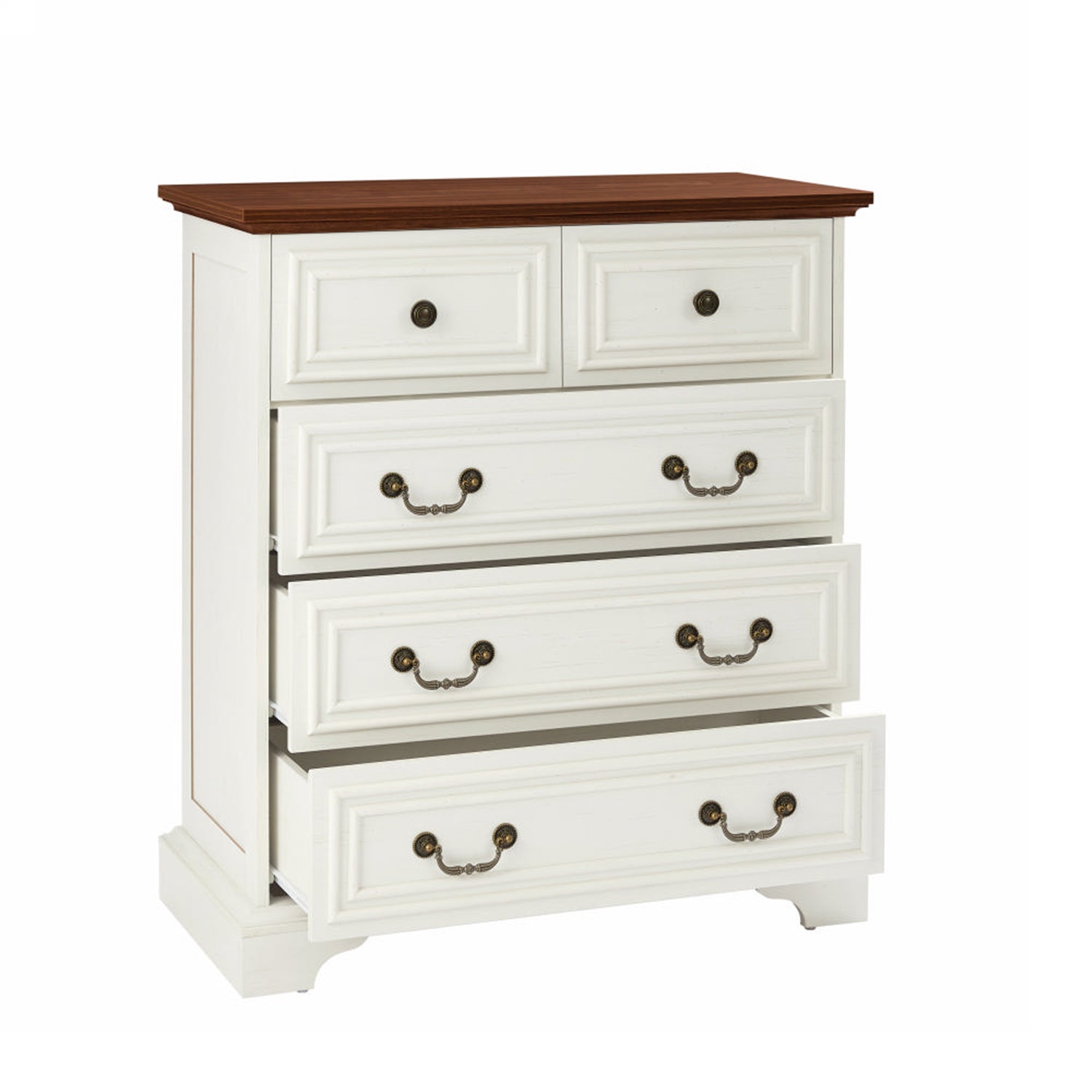 Modern White 5-Drawer Dresser Chest for Bedroom Storage