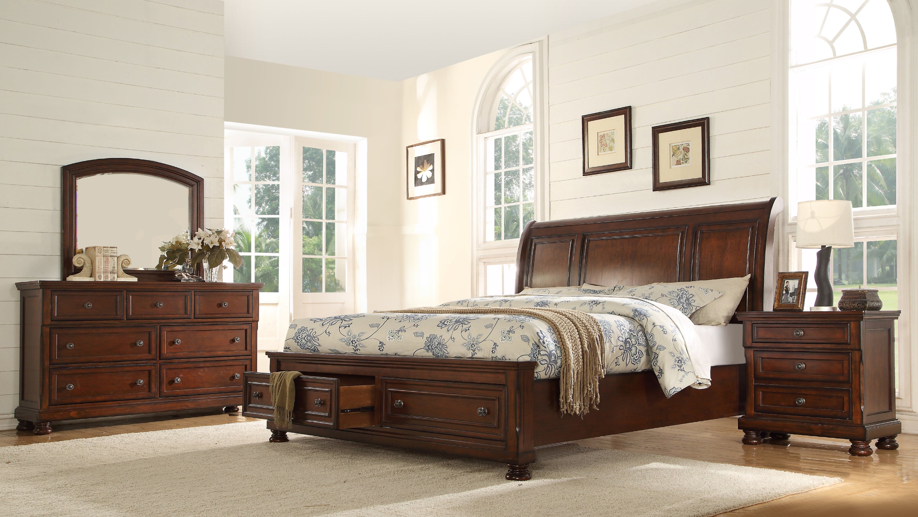 Baltimore Queen 4 Pc. Bedroom Set - Dark Walnut Wood