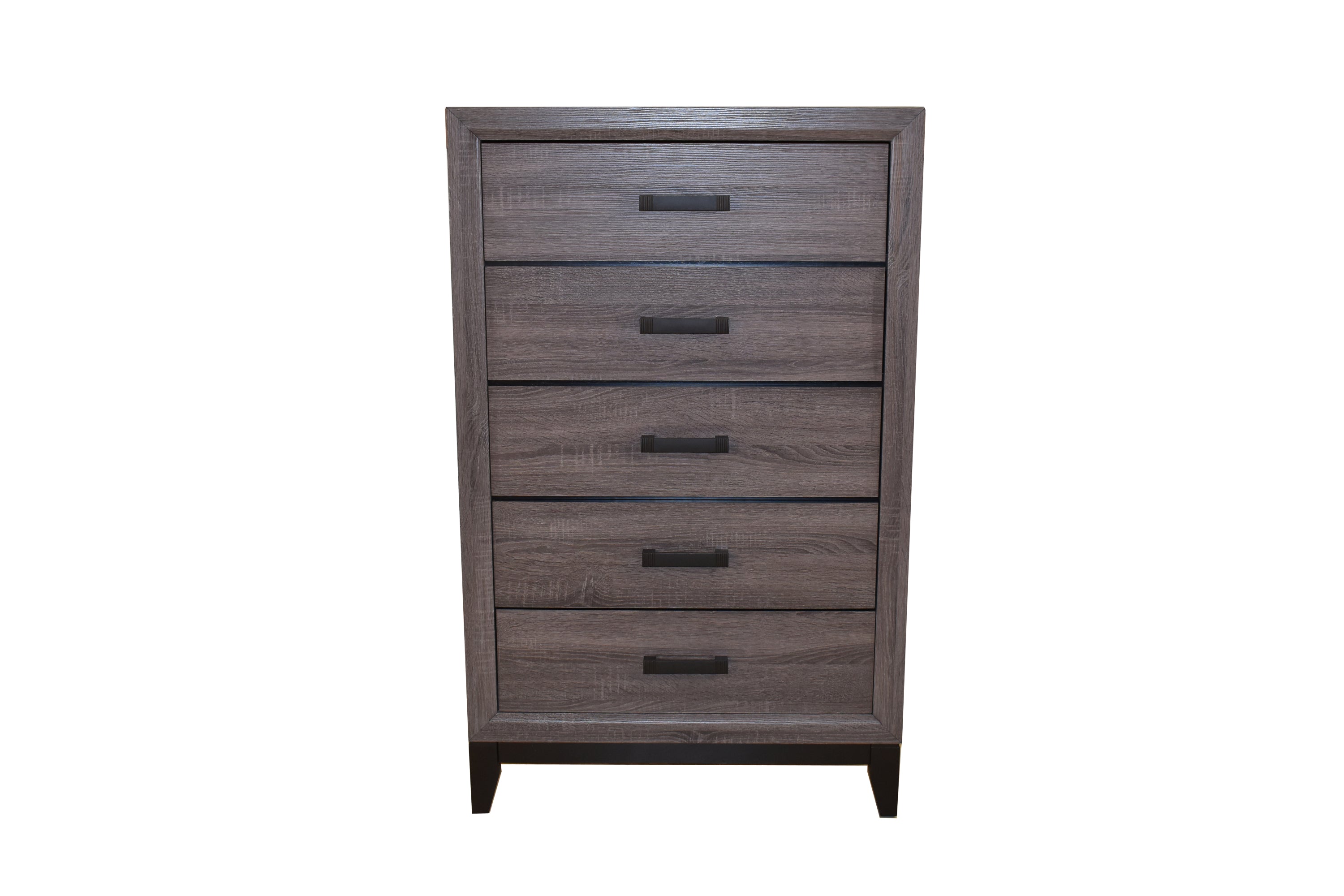 Contemporary Gray Wood 5-Drawer Chest - Stylish Storage
