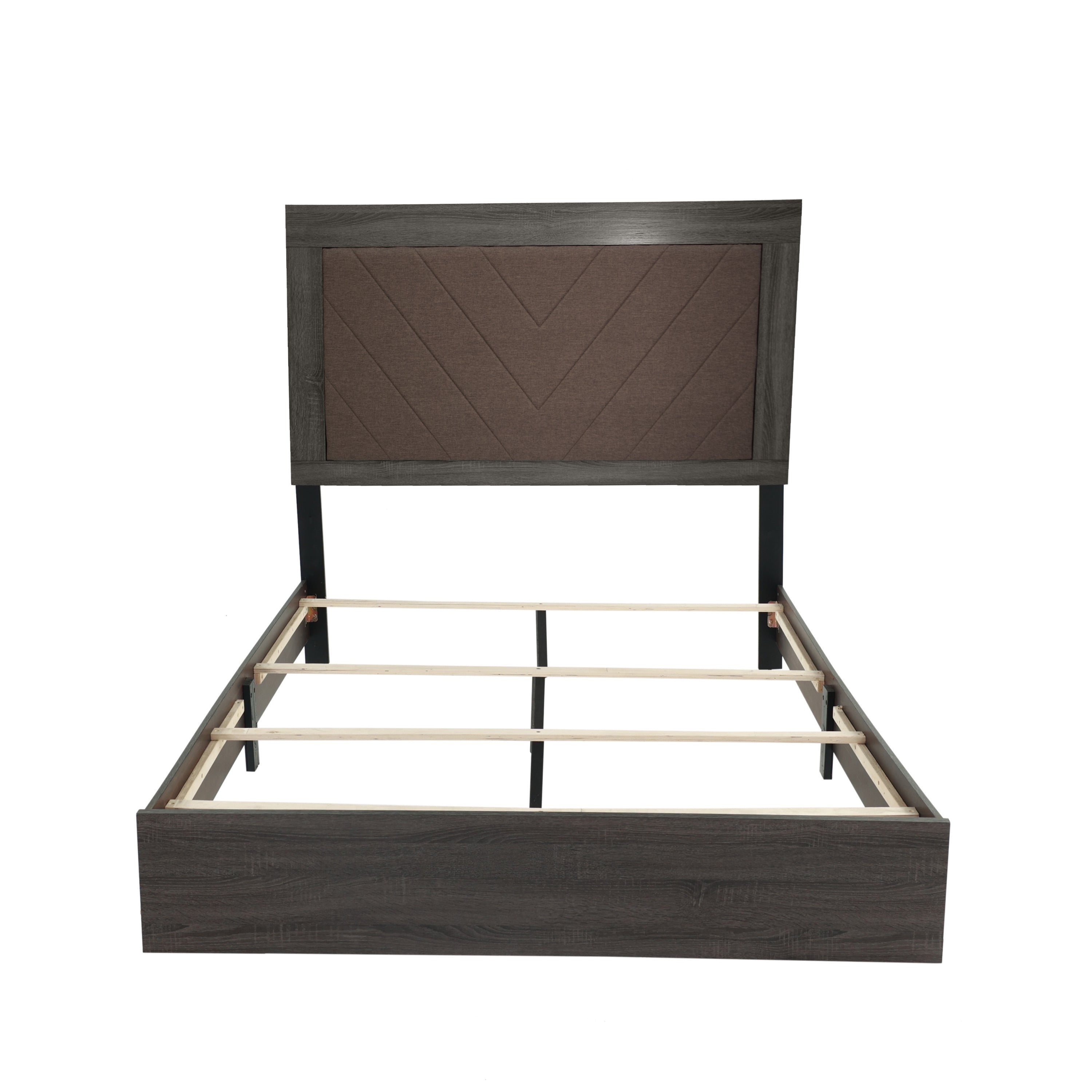 Queen Bed Dark Gray Oak with Rustic Accents