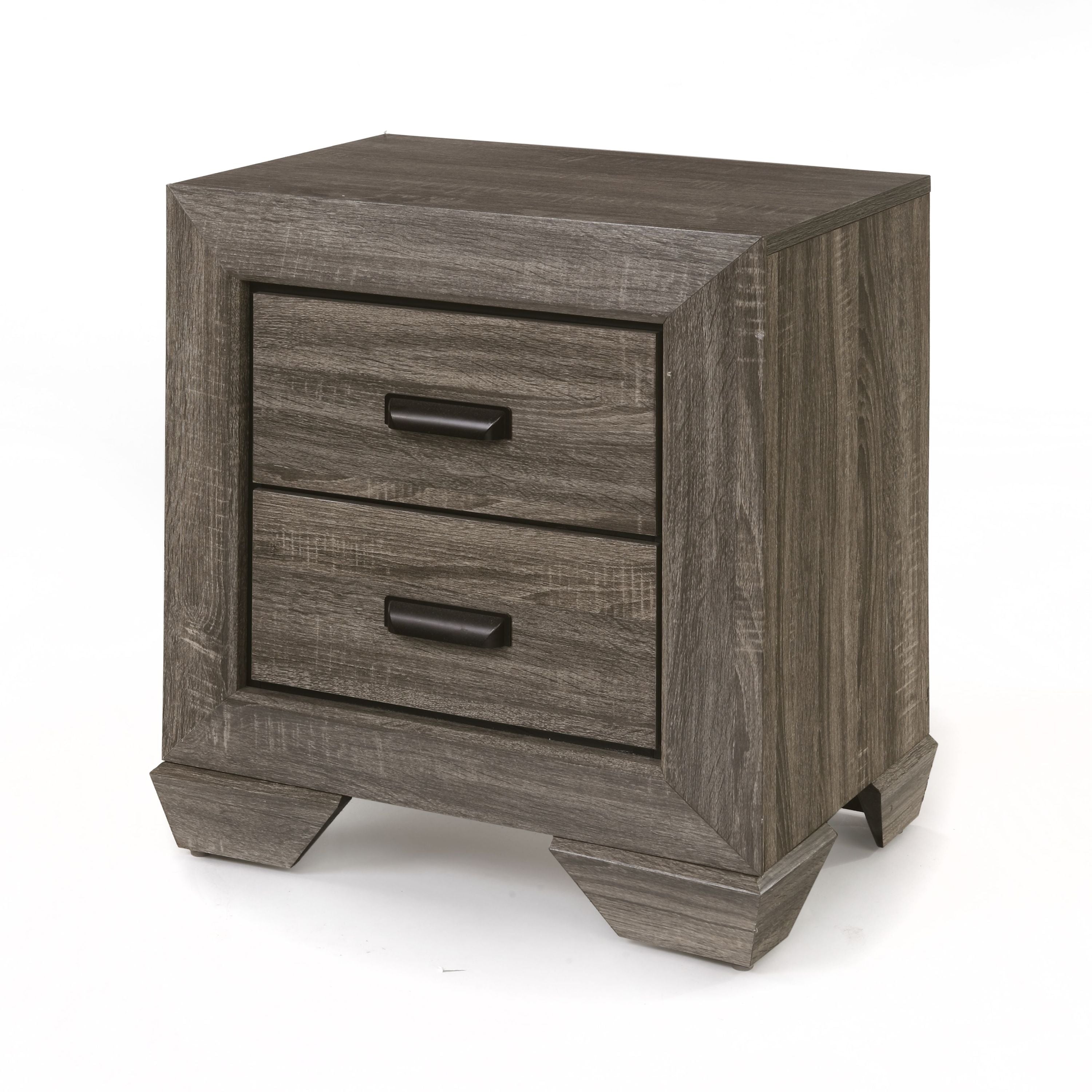 Weathered Gray Grain Finish Nightstand - Lyndon
