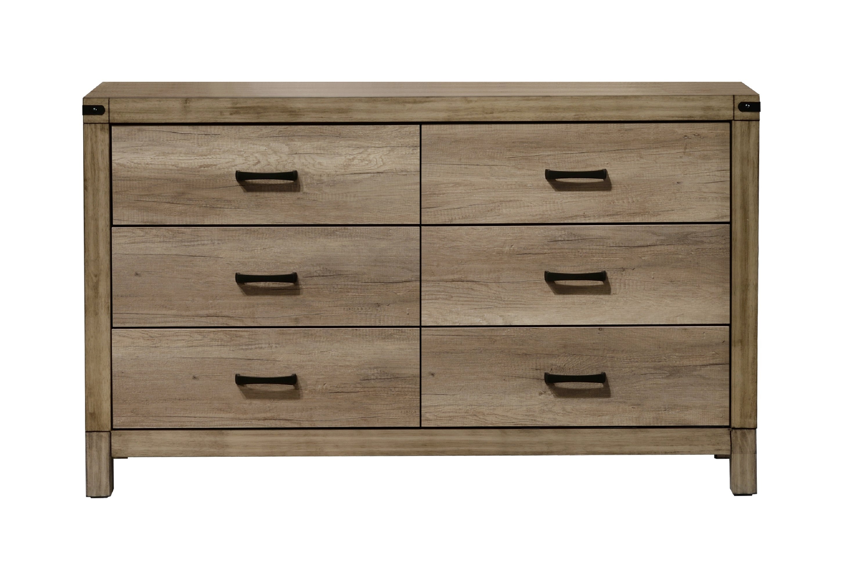 Contemporary Rustic 6-Drawer Wood Dresser - Brown Bedroom Furniture