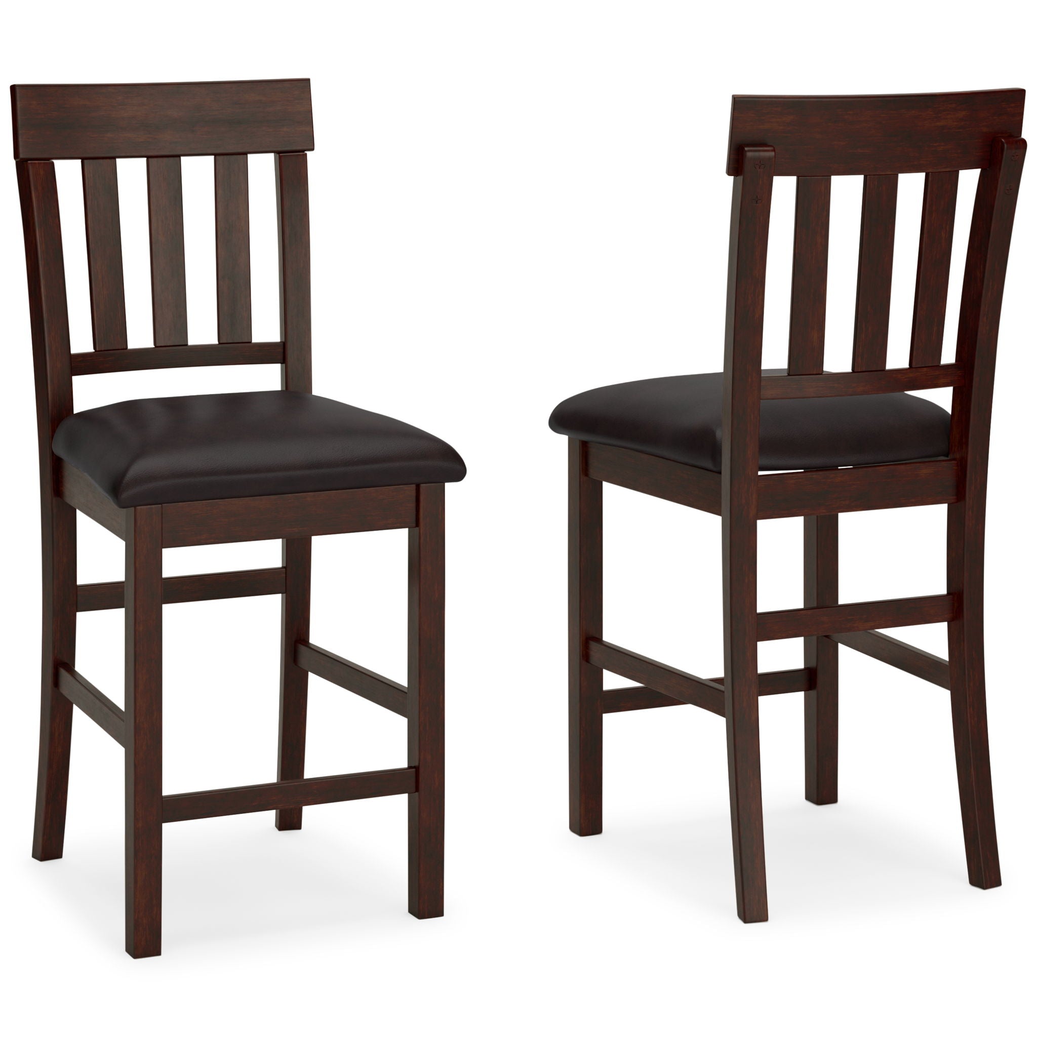 Haddigan Dark Brown Upholstered Barstool (Set of 2) - Padded, Backrest