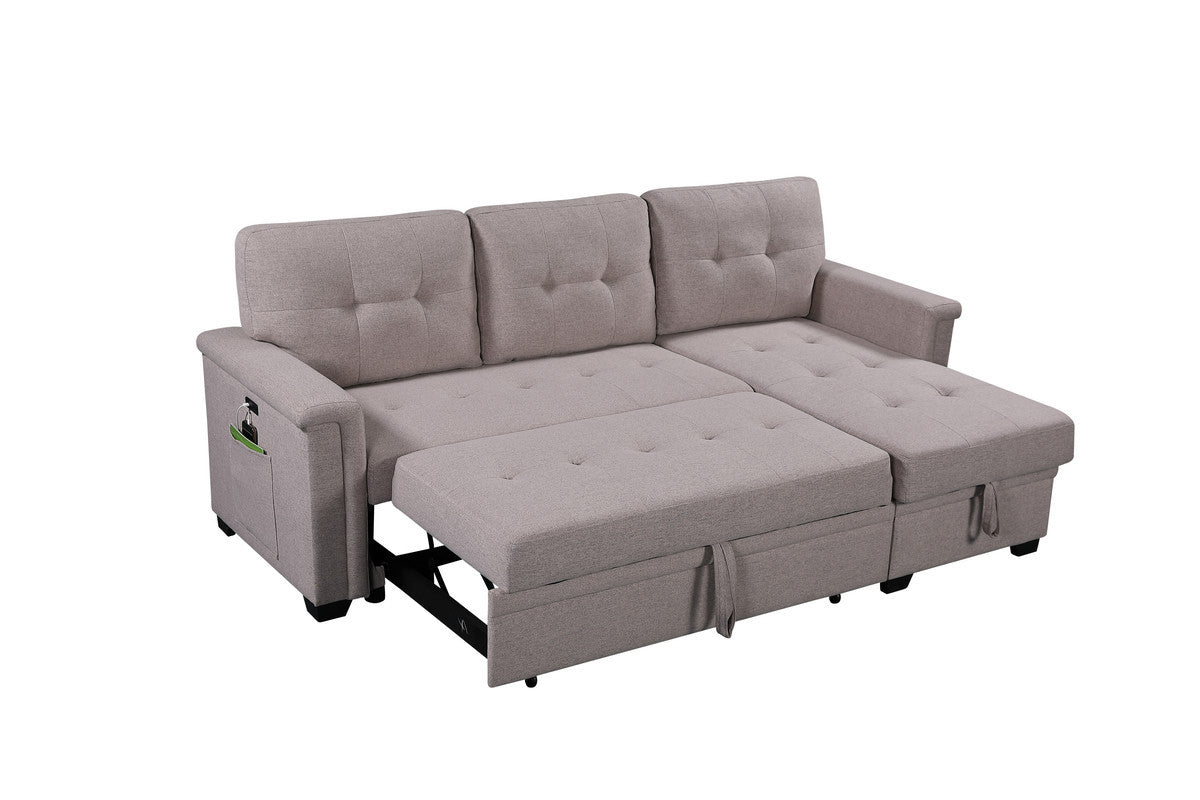 Ashlyn 84" Gray Reversible Sleeper Sectional, Storage, USB