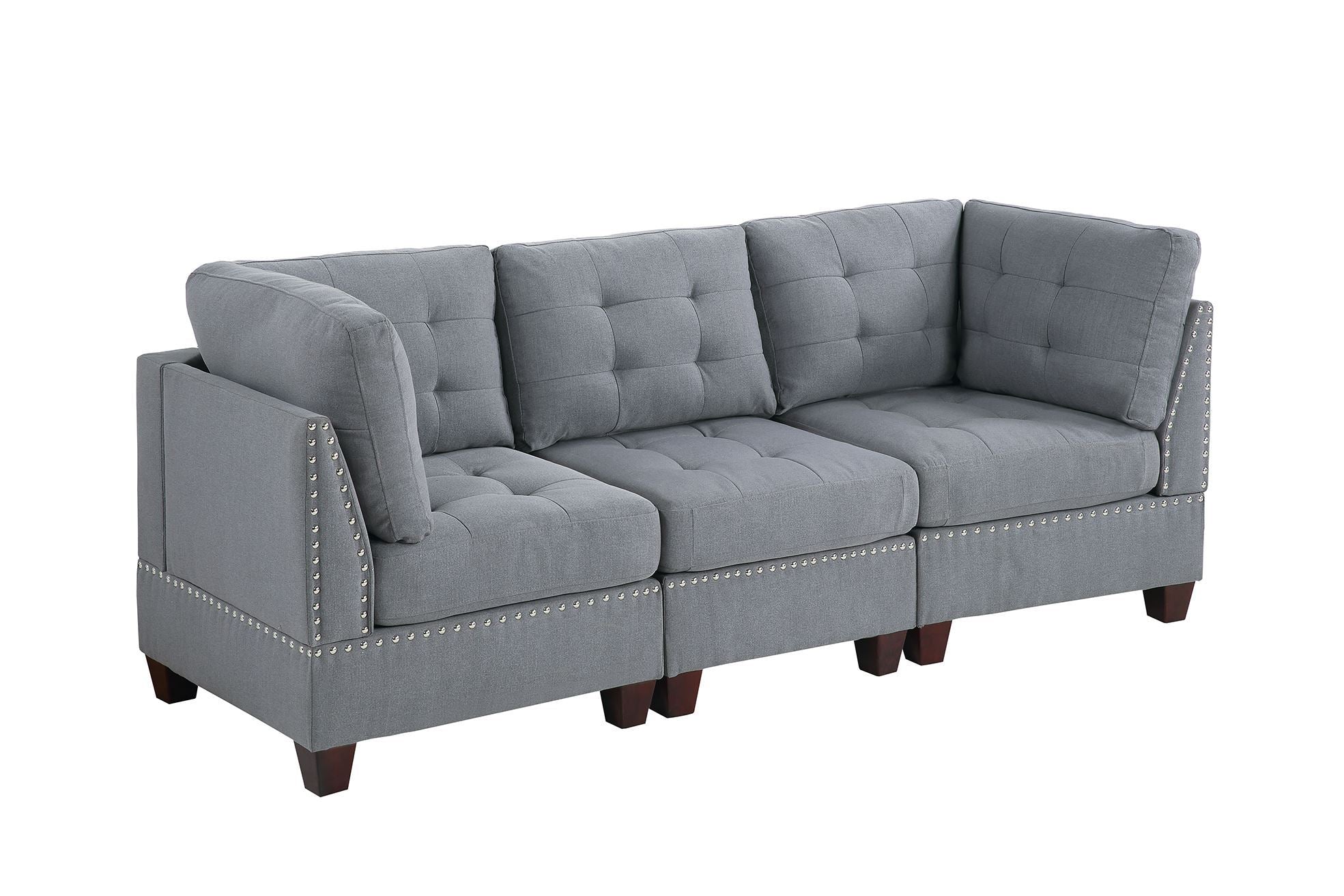 Gray 3-Piece Modular Sofa Set | Living Room Furniture