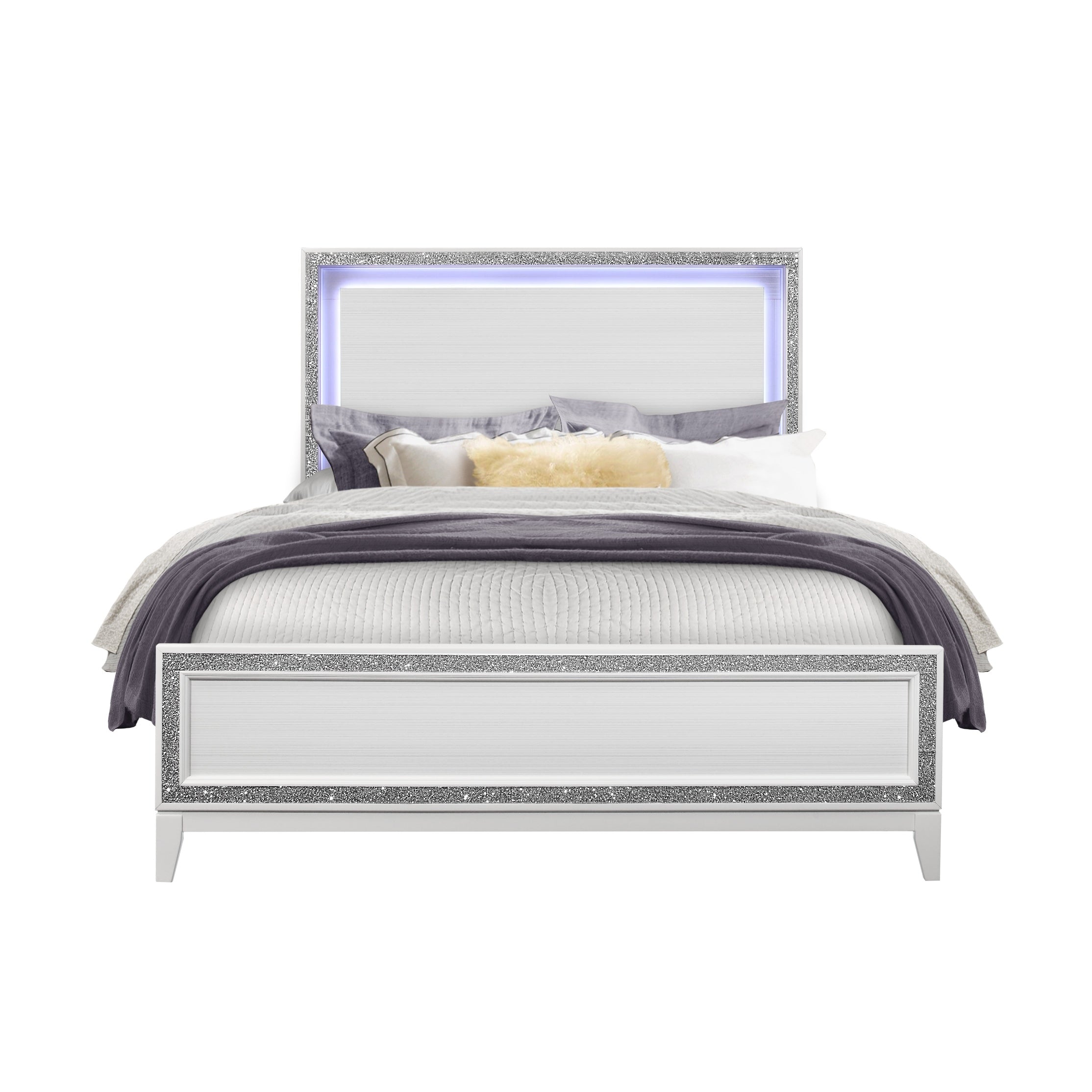 Almera Glitter White Queen Bed: Buy Now