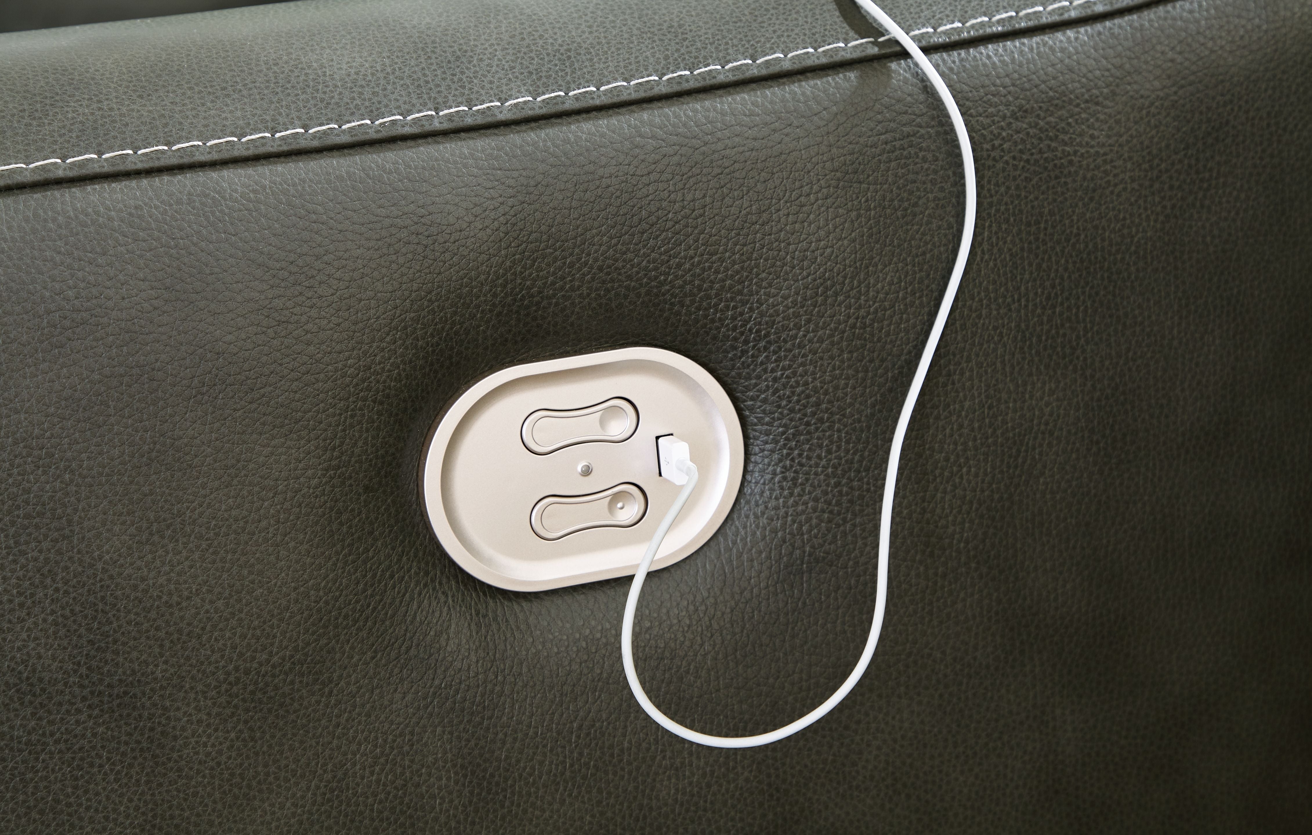 Center Line Leather Power Recliner Sectional-Signature Design by Ashley®-American Furniture Outlet