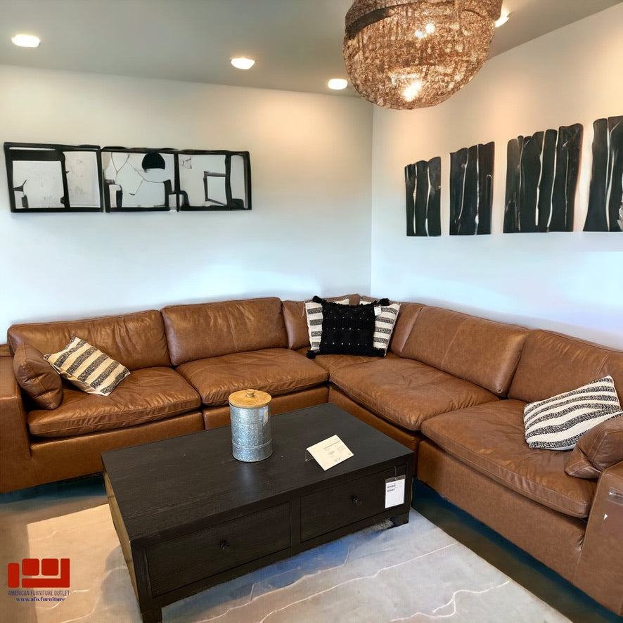 Emilia Brown Leather Sectional-Signature Design by Ashley®-American Furniture Outlet