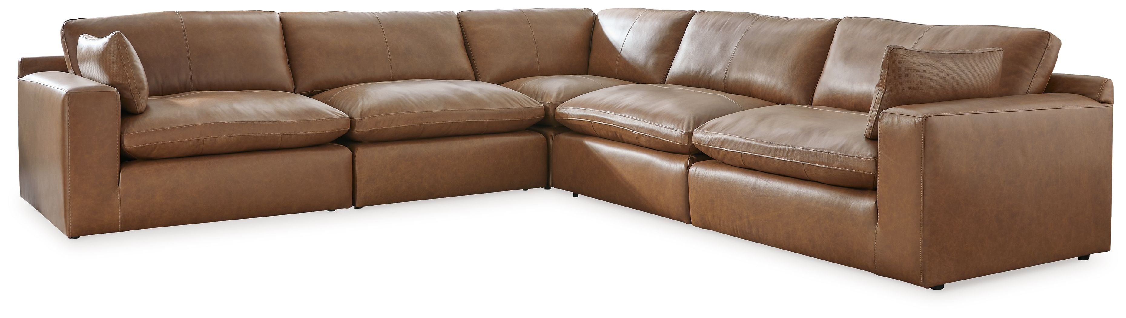 Emilia Brown Leather Sectional-Signature Design by Ashley®-American Furniture Outlet