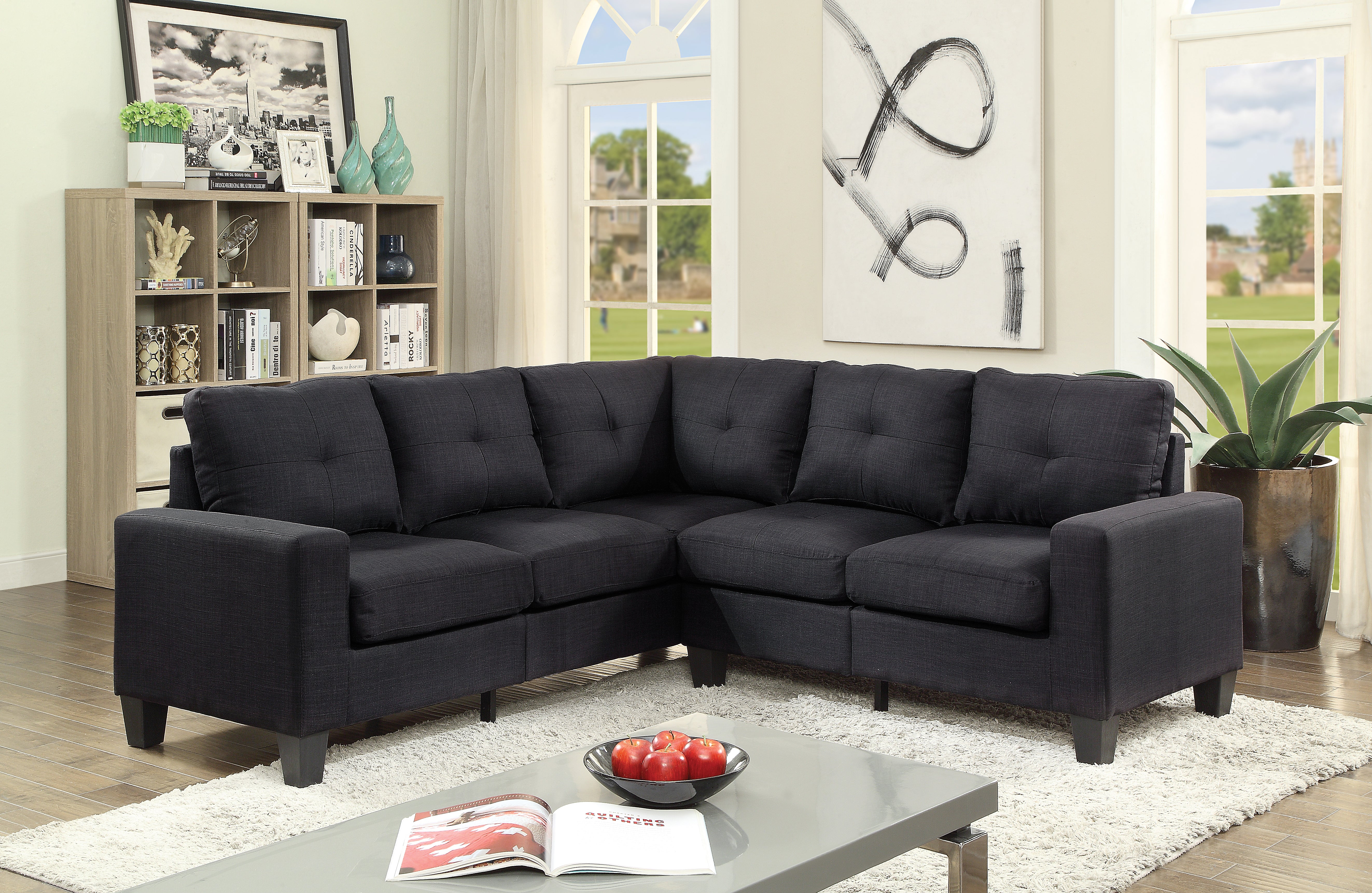 Newbury G475B-SC Black Sectional Sofa