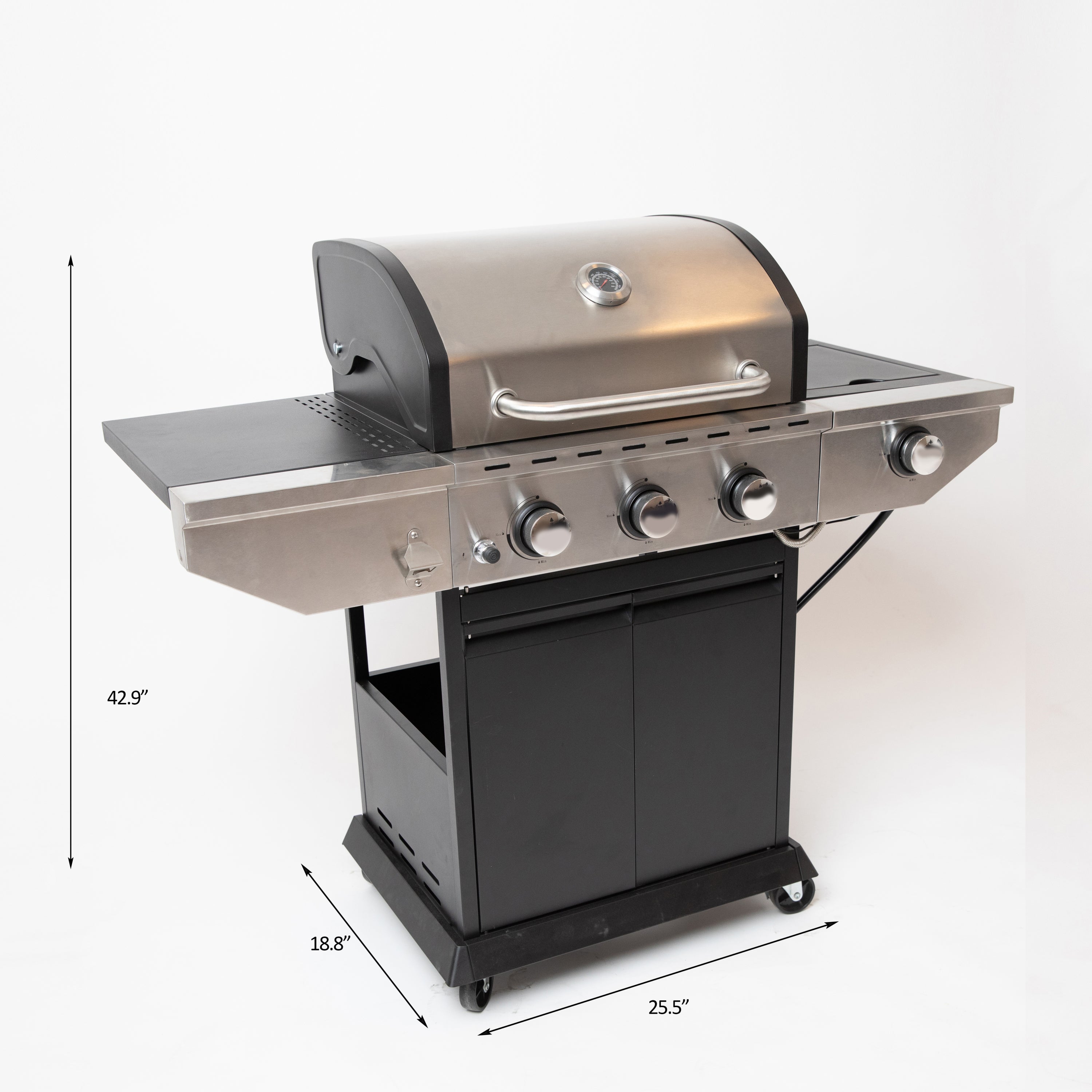 Outdoor BBQ Grill - 3 Burner with Side Burner Stainless Steel-American Furniture Outlet
