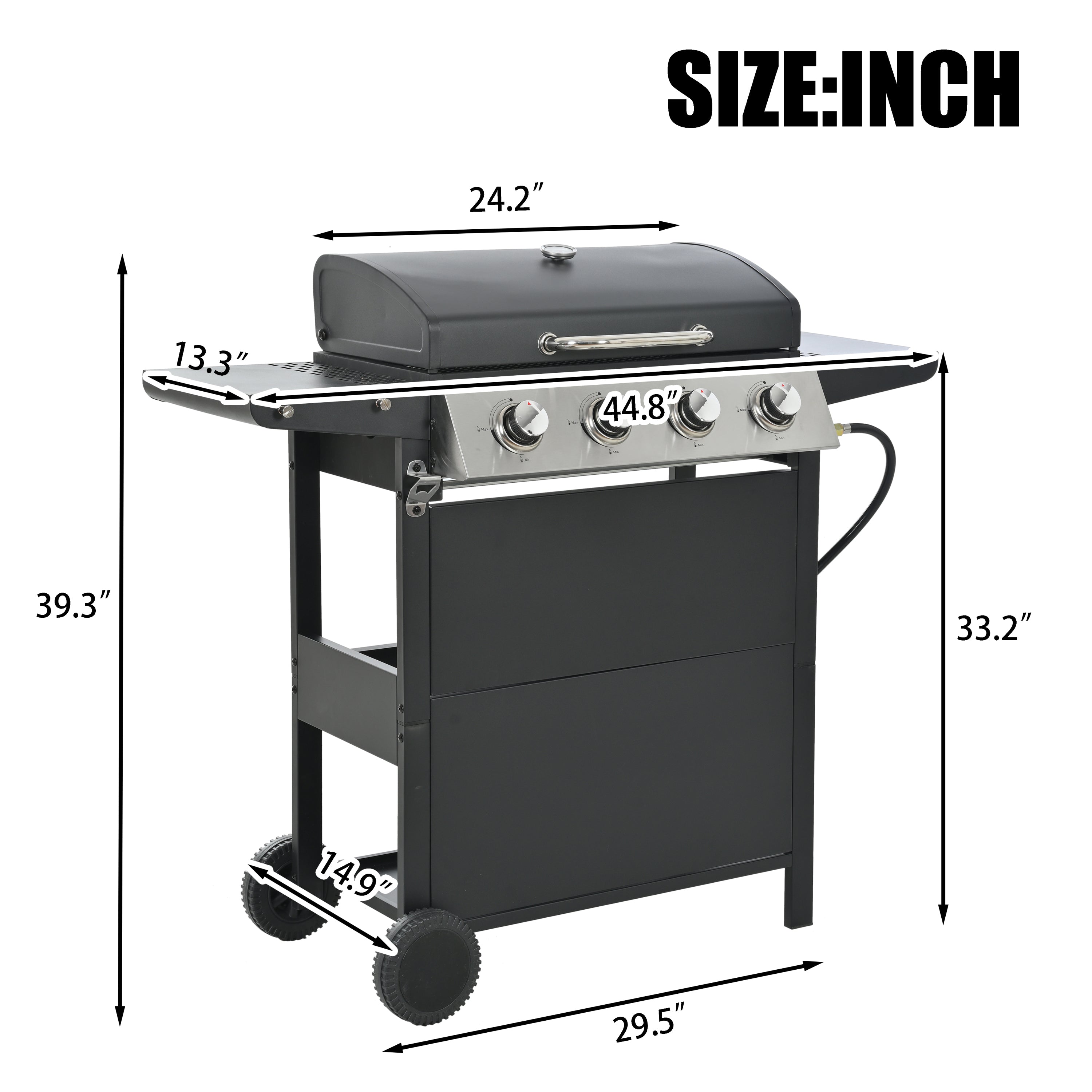 Propane Grill 4 Burner Barbecue Grill Stainless Steel Gas Grill-American Furniture Outlet