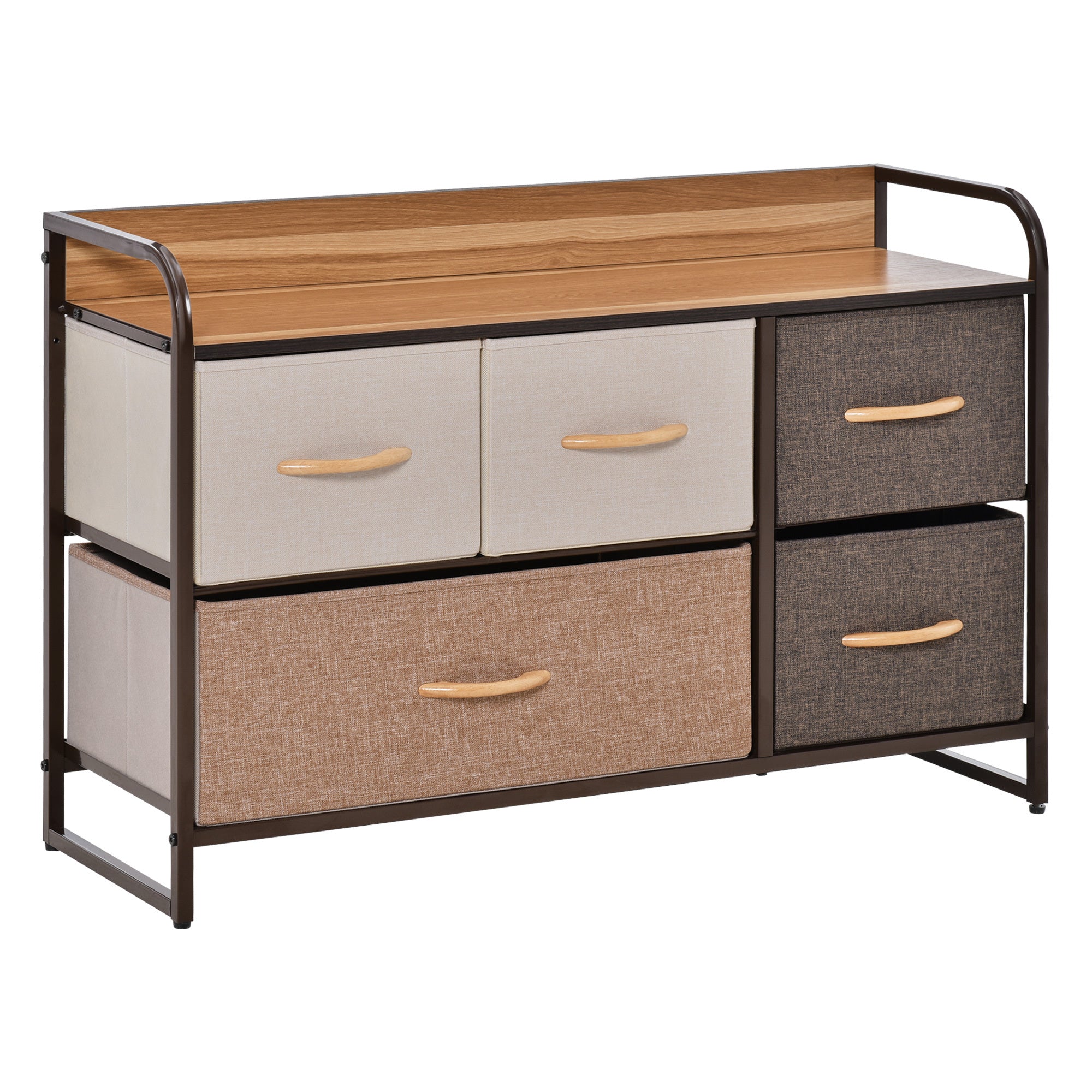 HOMCOM 5-Drawer Fabric Dresser: Bedroom Entryway Storage