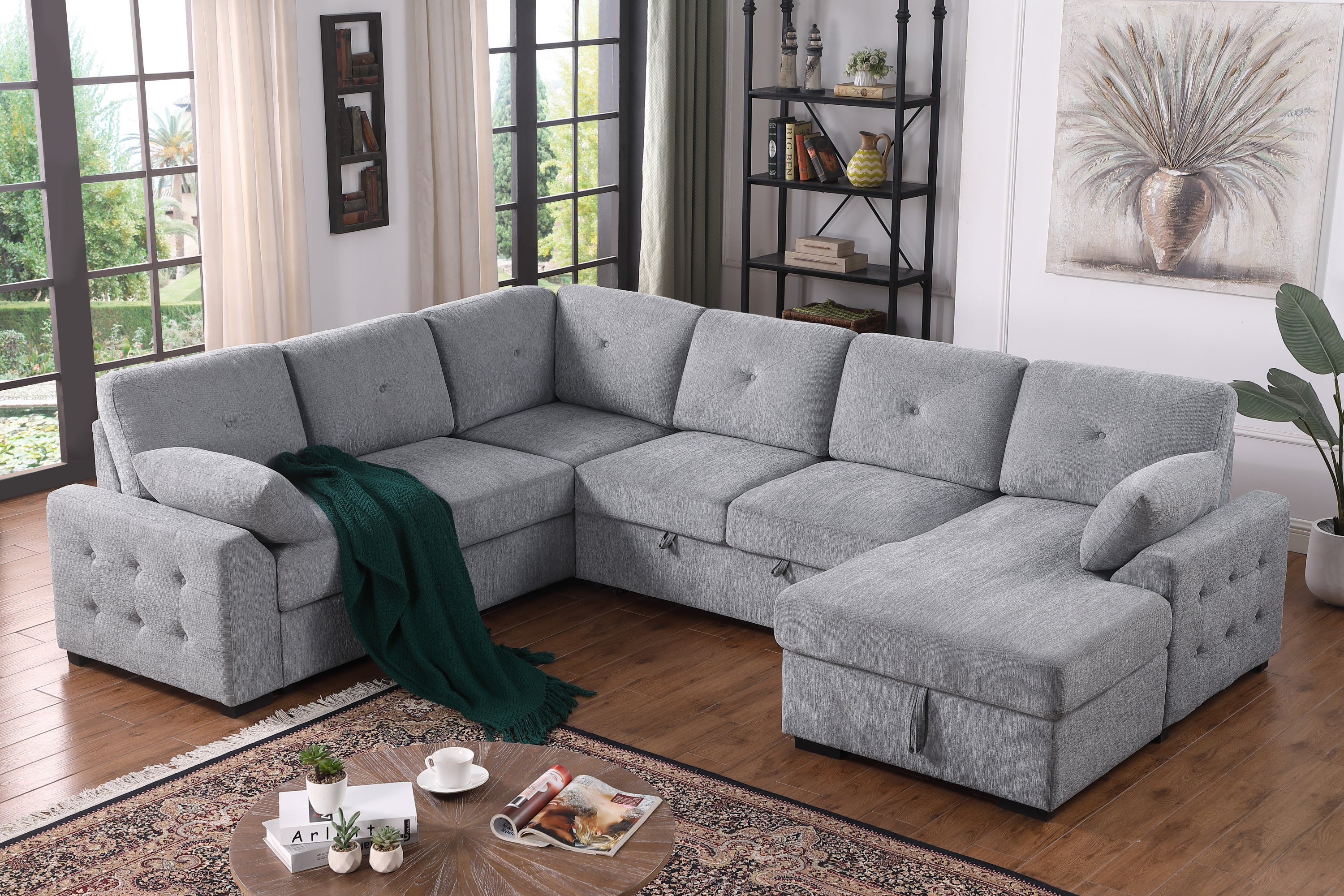 Multi-Functional L-Shaped Corner Sofa Bed with Storage