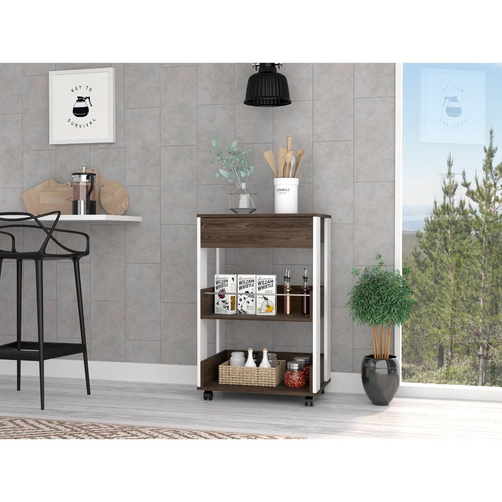 Dundee Kitchen Cart: Smart Storage with Drawer & Shelves