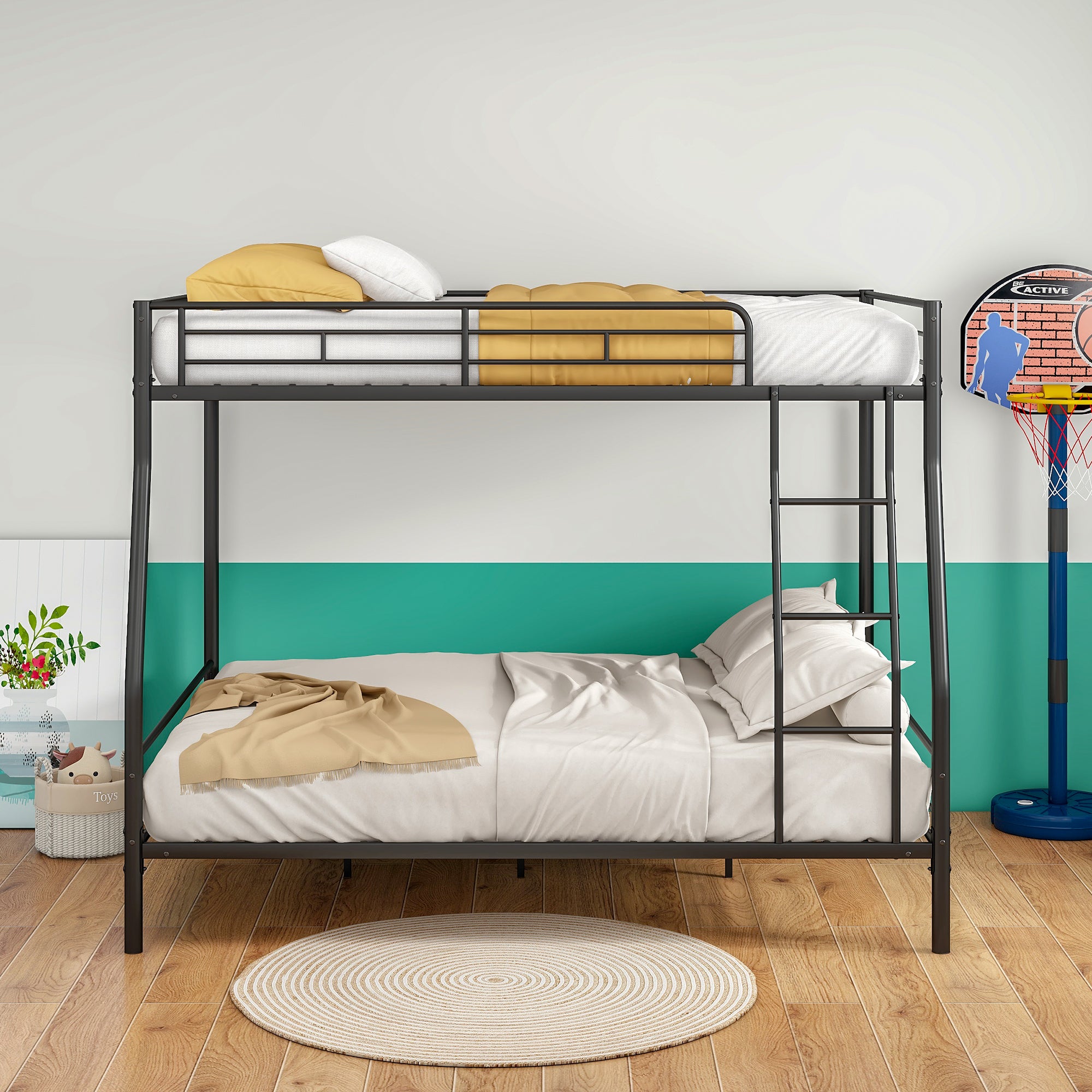 Heavy Duty Full Over Queen Metal Bunk Bed for Adults, Noise Free