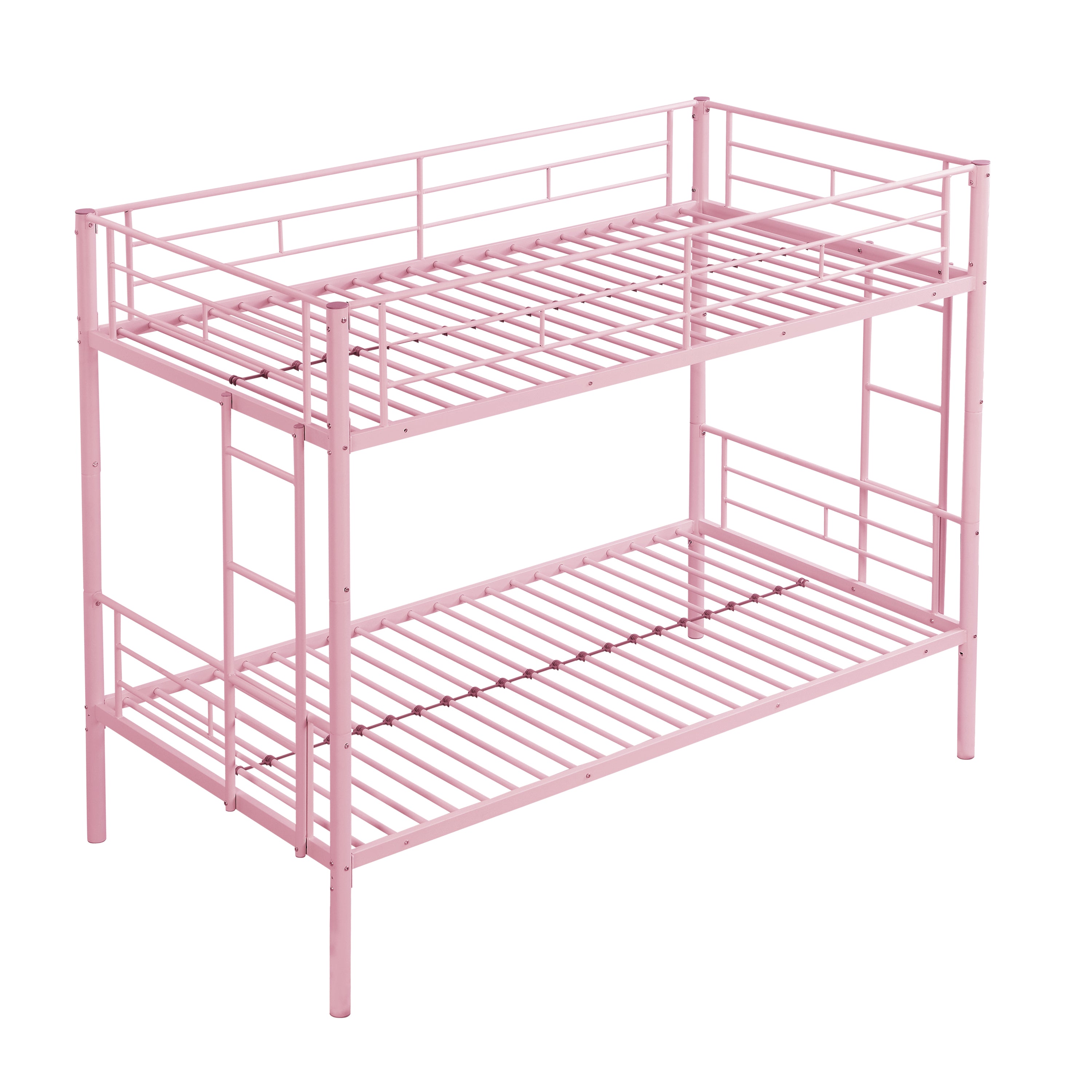 Pink Metal Twin Bunk Bed: Sturdy & Easy Assembly
