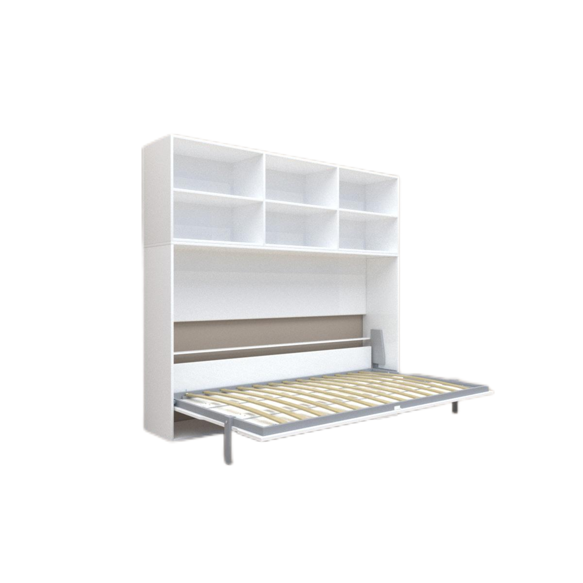 Modern Twin Horizontal Murphy Bed with Shelf Storage - Space Saving Hidden