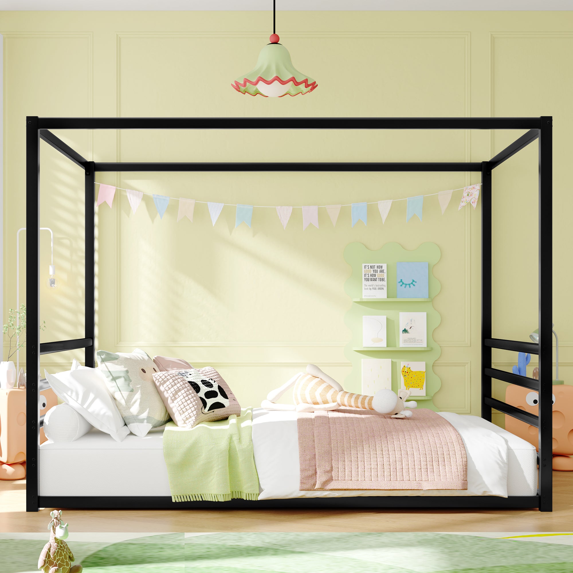 Black Queen/Double Bed Frame w/ Guardrails