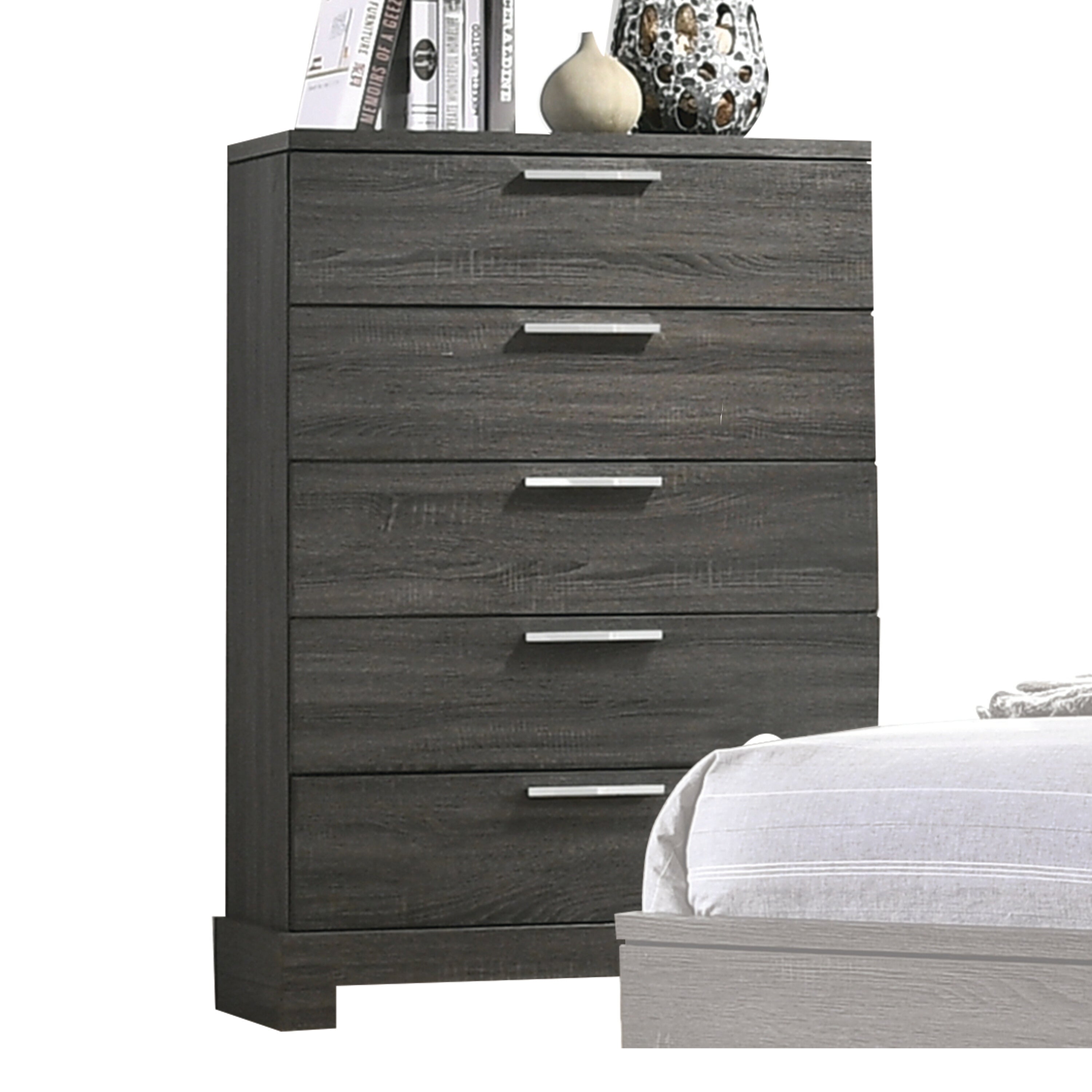 Lantha Gray Oak Finish Chest | Stylish Bedroom Storage Furniture