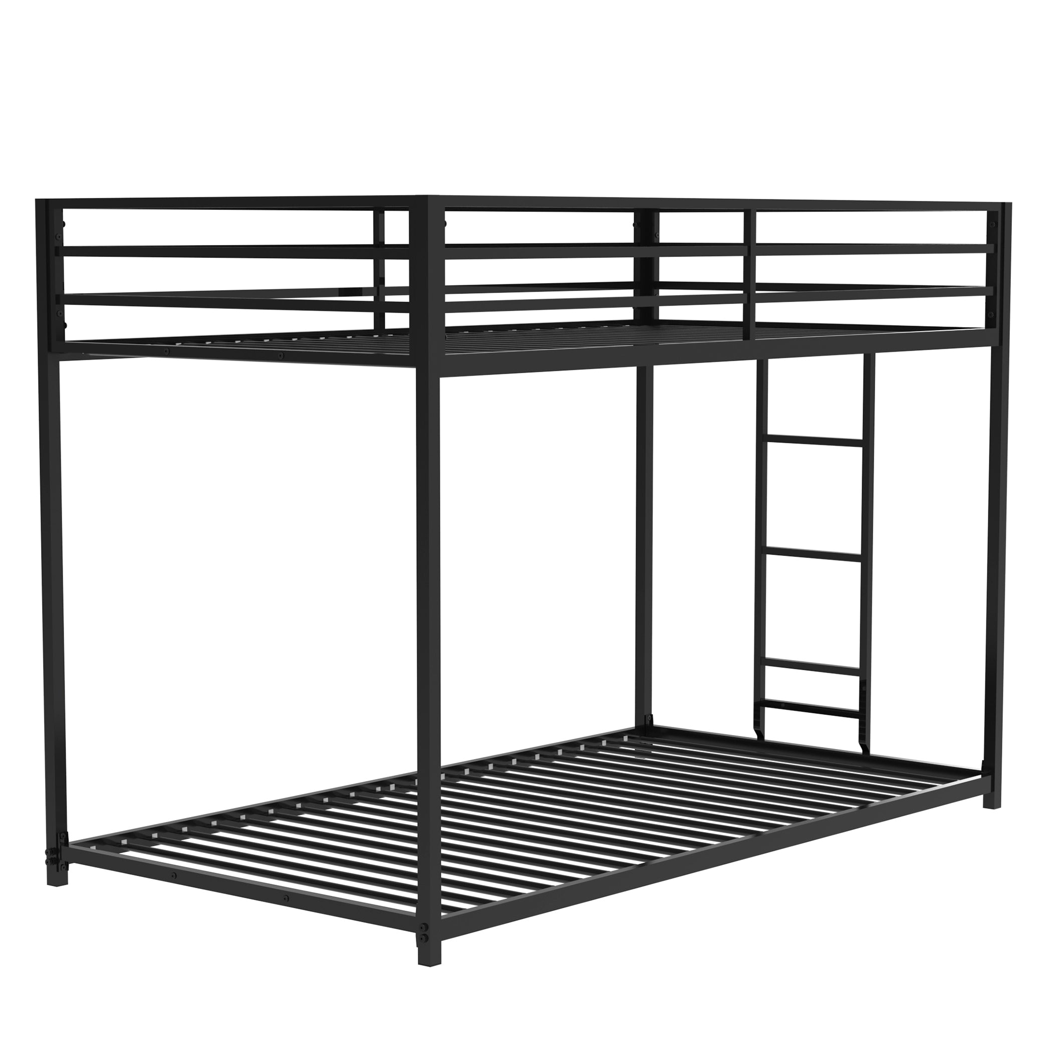 Black Metal Twin Over Twin Bunk Bed with Ladder