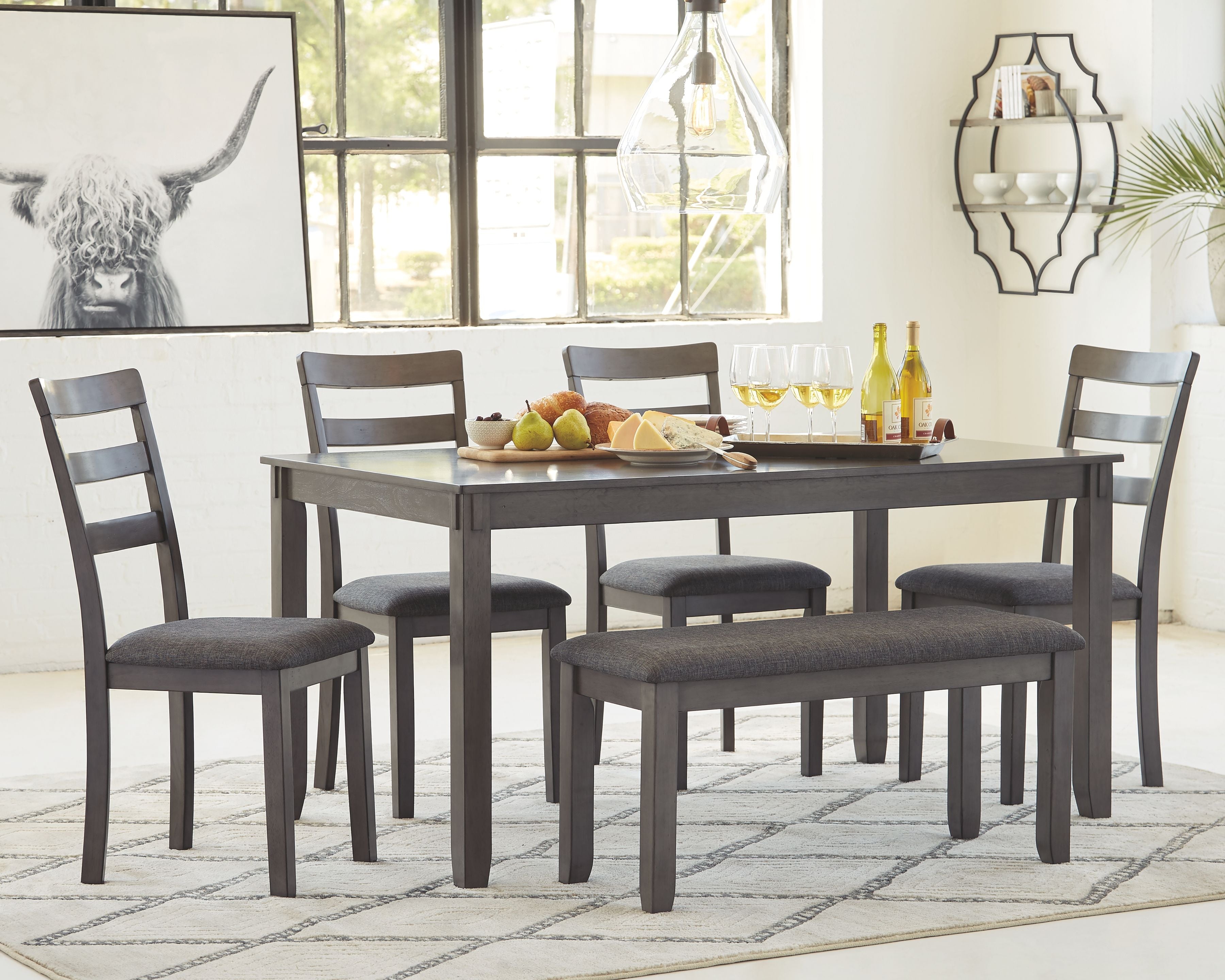 Bridson Gray Rectangular Dining Table Set (6-Piece)