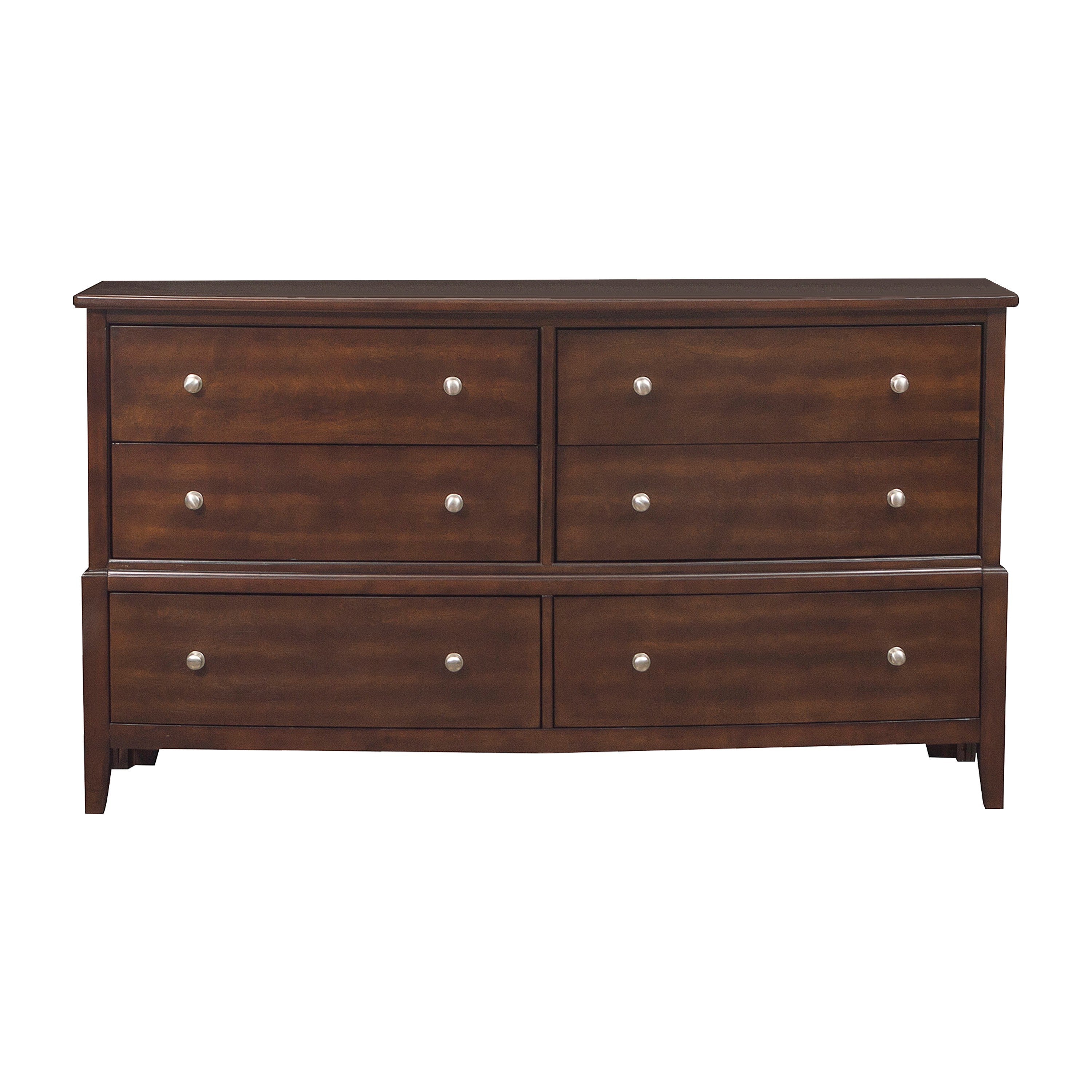 Transitional Dark Cherry 6-Drawer Dresser Bedroom Furniture