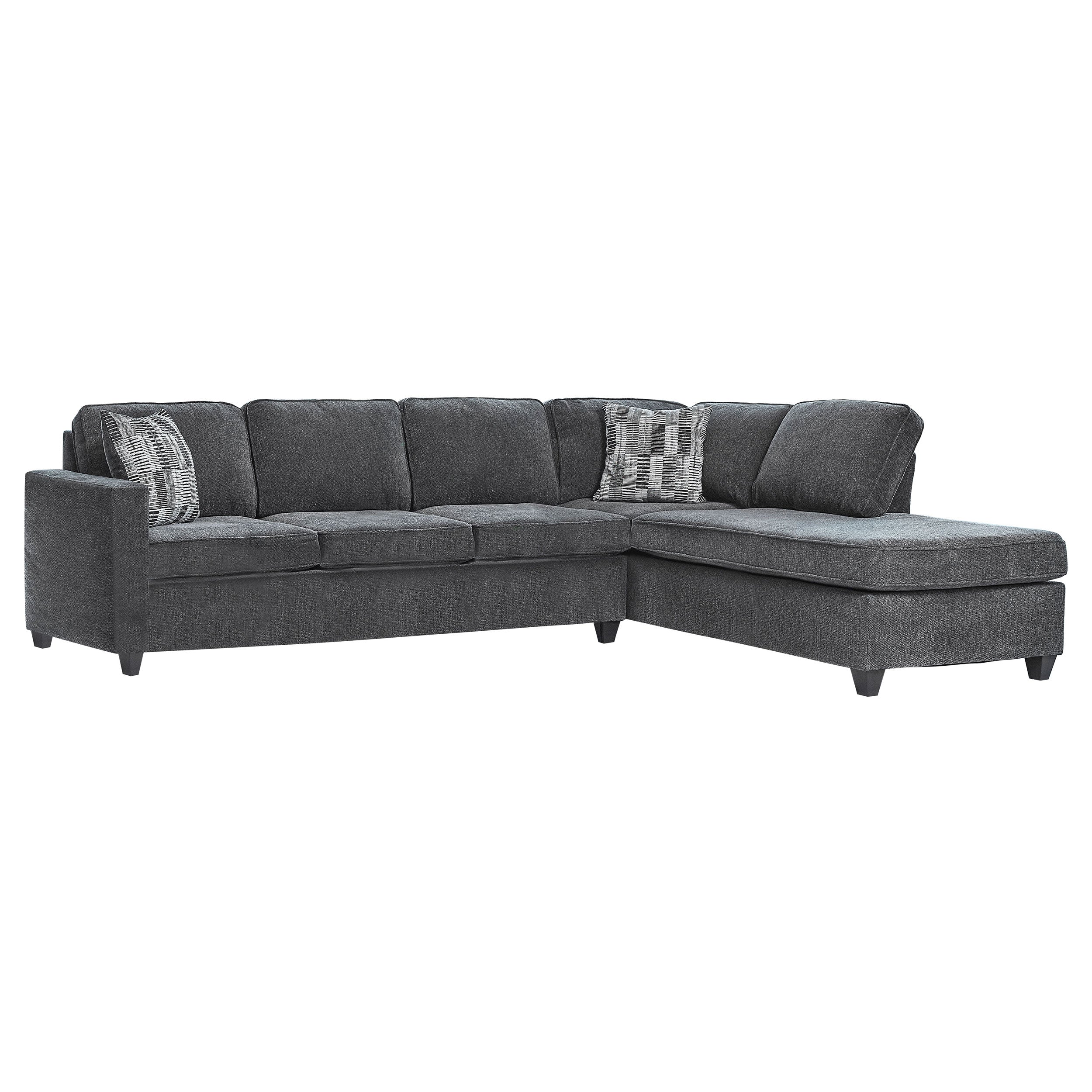 Johnston Dark Grey Cushion Back Sectional with Pillows